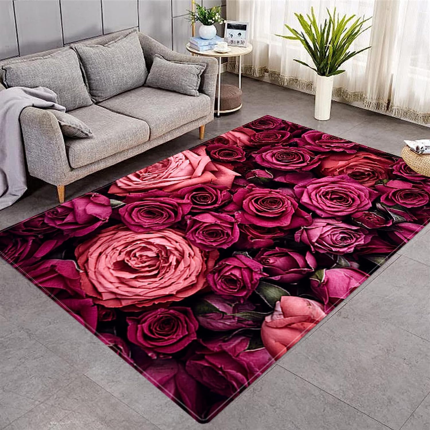 Rugs 3D Girls Living Room Rug Non Slip Beautiful Fresh Rose Bedroom Rug Foldable Soft Floor Carpet For Teen Girls Bedroom Playroom Nursery Room 200 X 300 Cm -8Q4W+N9R