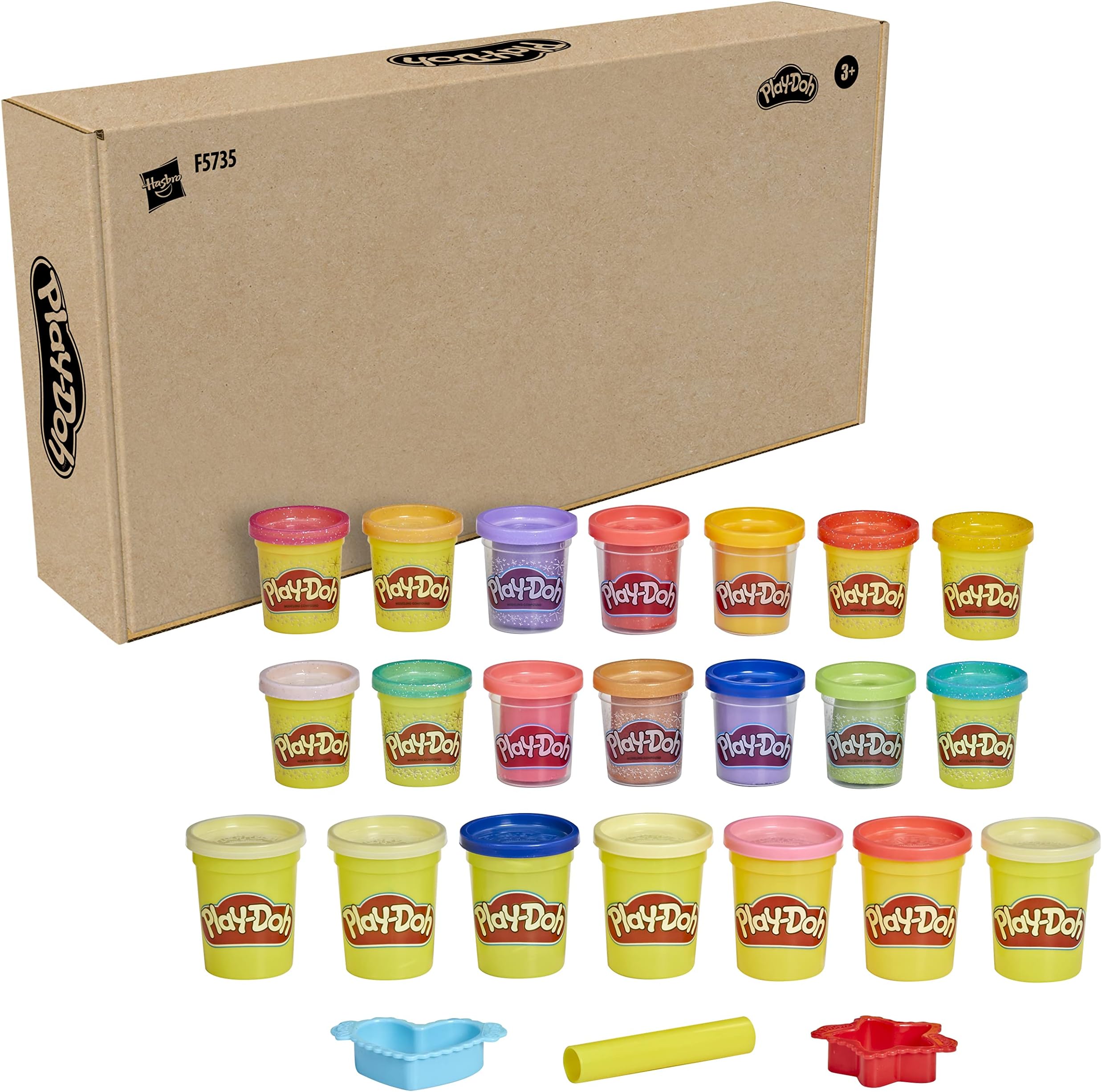 Play-Doh Bright 'n Happy Variety Pack with 21 Pots Including Sparkle and Metallic Shine