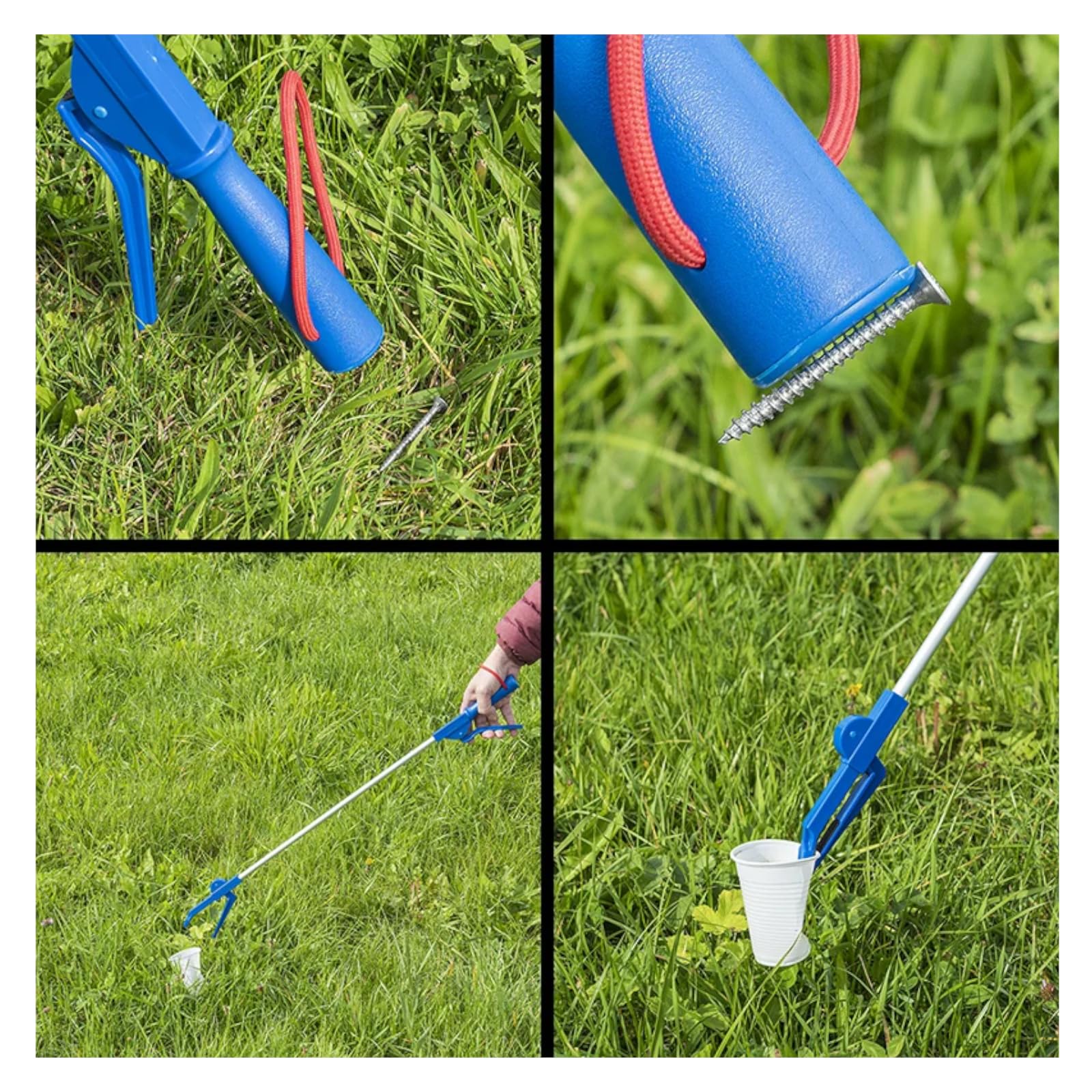 5 pinze con magnete per la spazzatura per esterni, 80 cm, in alluminio