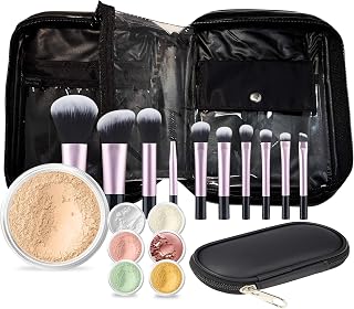 19 pc STARTER KIT w/BRUSHES & CASE (FAIR 2) Mineral Makeup Foundation Blush Bronzer Illuminating Veil Set Bare Skin Matte Powder