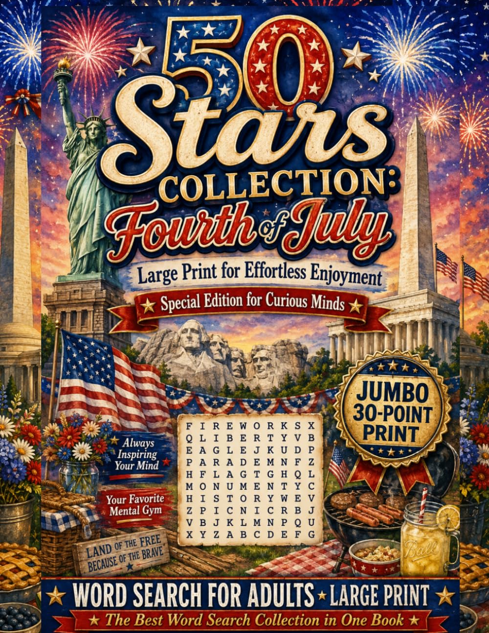 50 Stars Collection: Fourth of July: Jumbo Word Searches for Patriotic Spirit