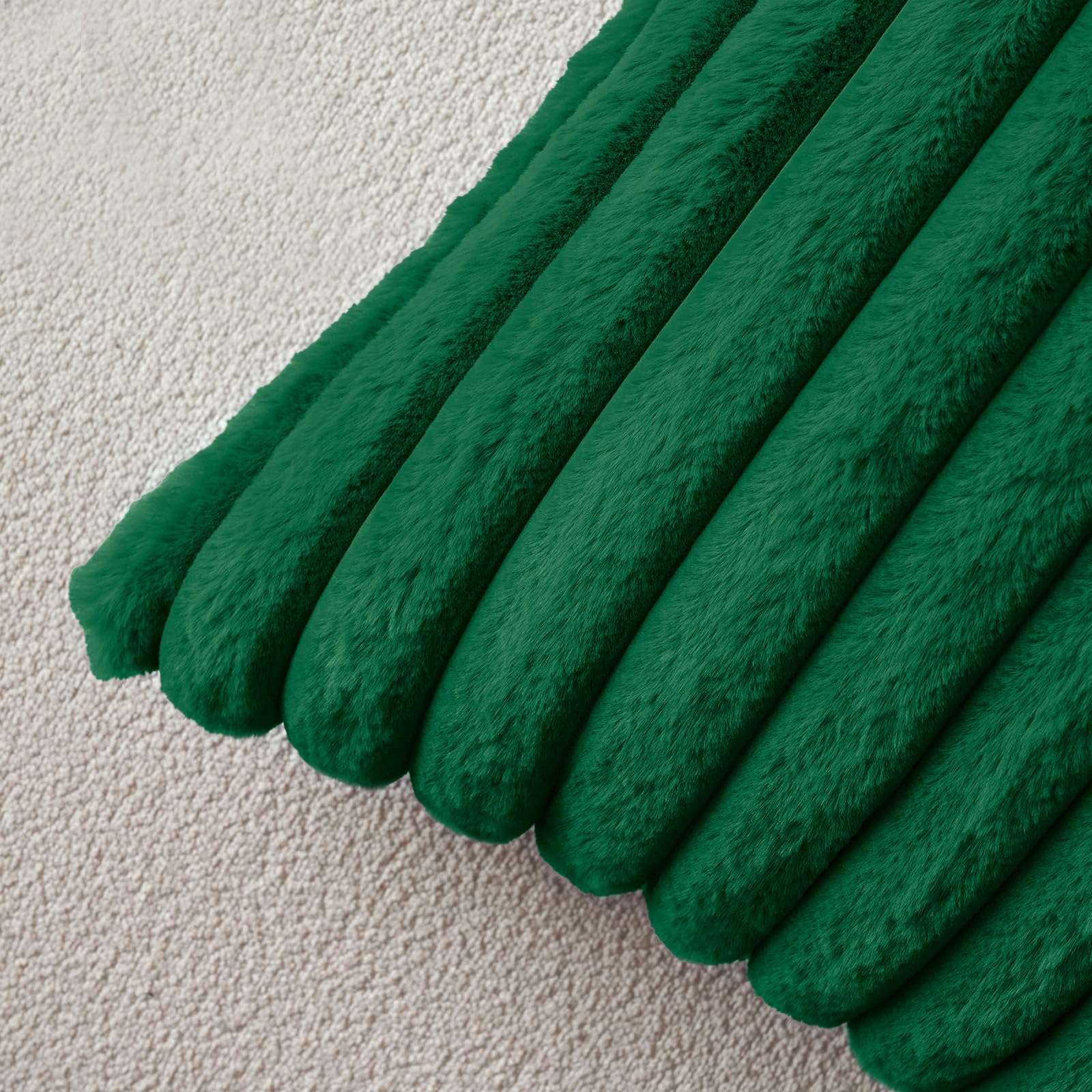 MIULEE Pack of 2 Soft Plush Faux Fur Throw Pillow Covers Modern Decorative Pillowcases for Sofa Couch Smooth Zipper Washable Decorative Pillowcases for Living Room Bedroom Sofa 20x20 Inches Green - Image 2