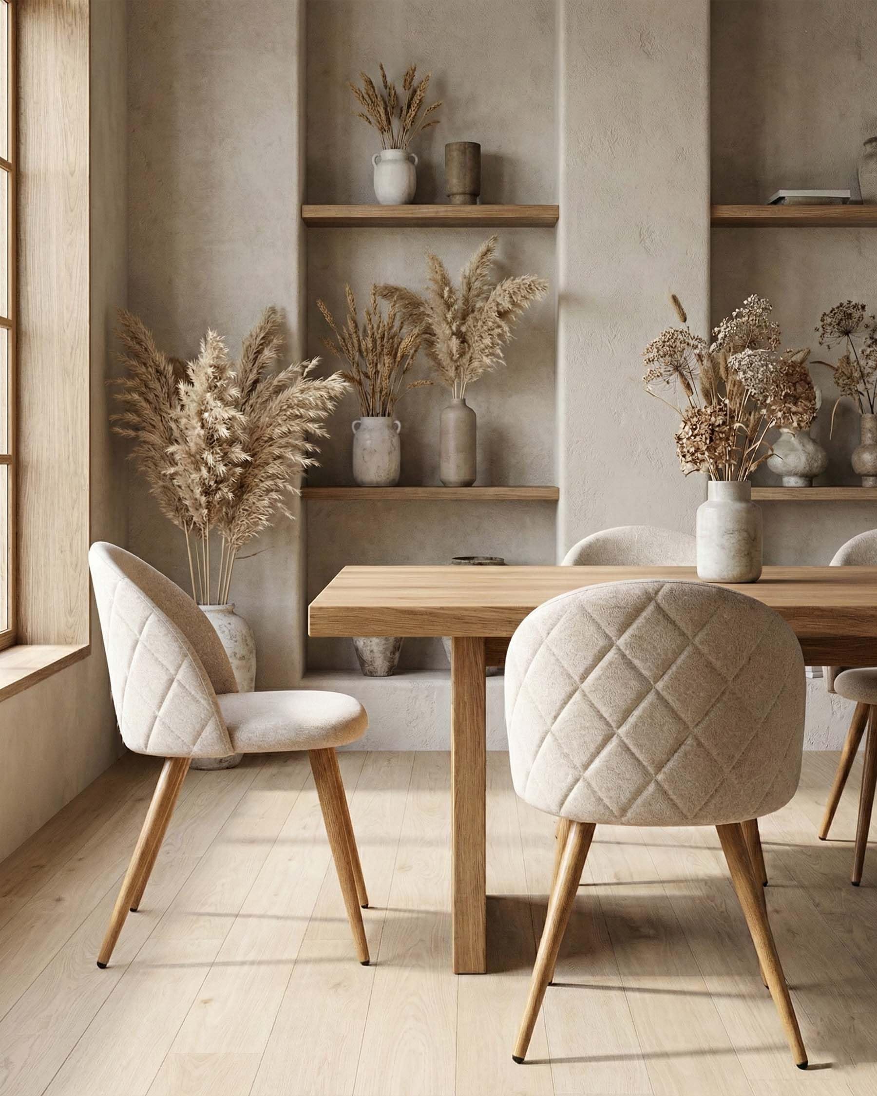 Lot de 4 chaises de Salle à Manger Beige Chaise Salle a Manger Lot de 4 Chaise scandinave chaises Salle Manger Chaise Cuisine lot 4 Fauteuil Salle a Manger Pieds métal Aspect chêne