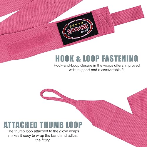 Miniatura 2 de Farabi Sports Vendas de mano de boxeo para hombres y mujeres, envolturas de boxeo de 180 pulgadas para adultos, para artes marciales, artes