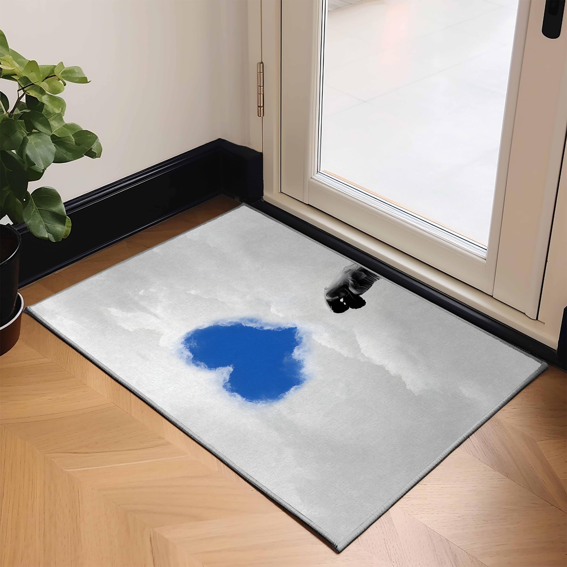 Tappeto Camera da Letto Nuvole Bianche Forma Di Cuore 120x170 Pelo Corto Morbidi, Tappeti Salotto San Valentino Lavabile Lavatrice, Tappeto Scendiletto per Cameretta Ragazza Stanza