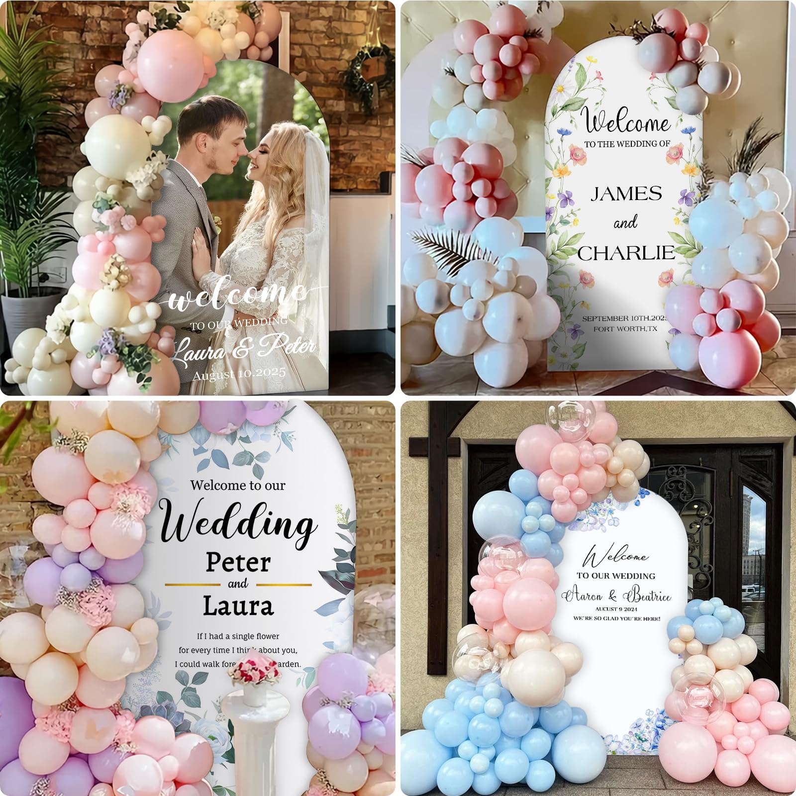 Arco Sfondo Per Matrimonio In Metallo Con Copertura In Spandex - 2x1m, Nero - Per Feste E Cerimonie