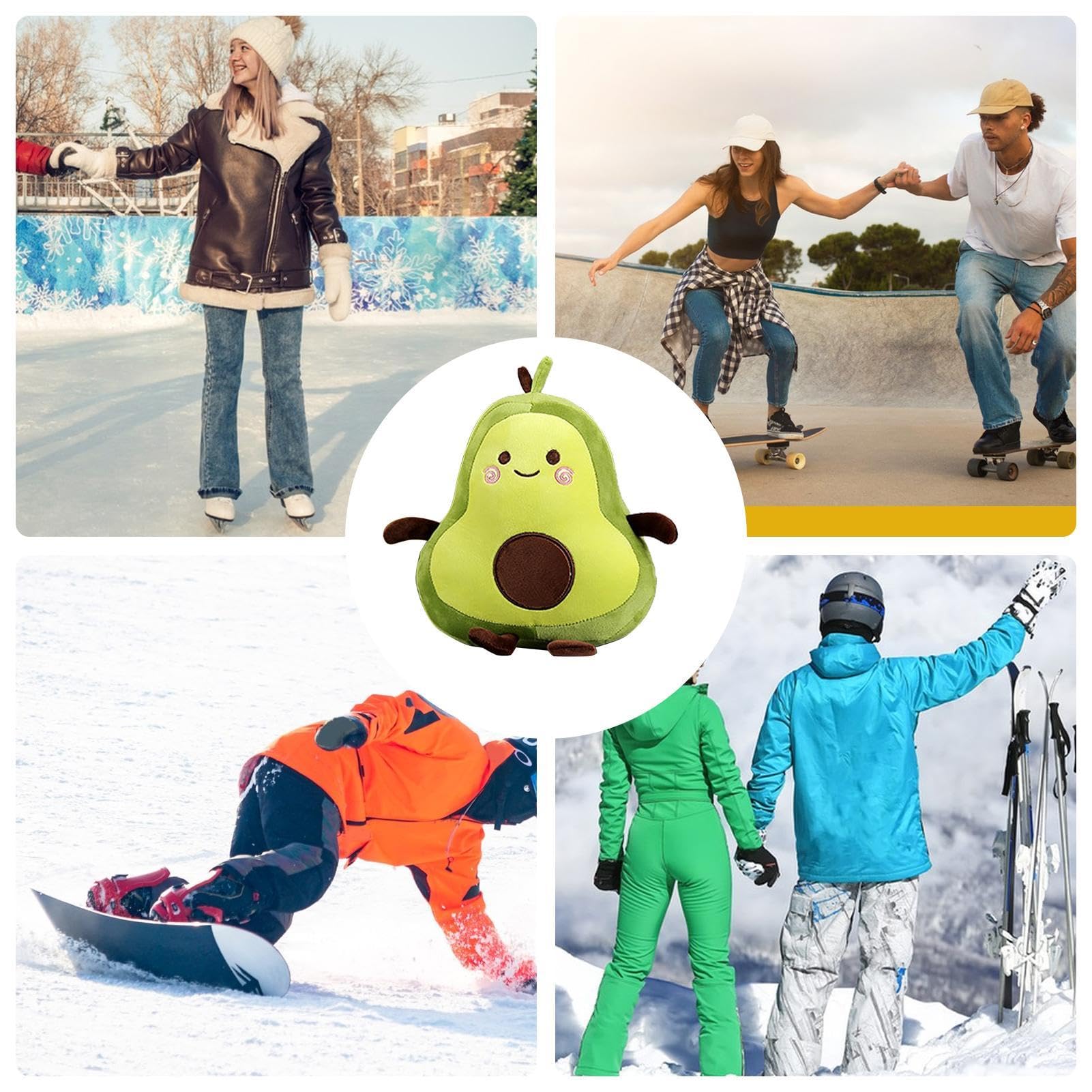 Patines de Patinaje, Almohadillas de esquí de Aguacate | almohadillas de esquí ergonómicas de dibujos animados, almohadillas de protección de patines cómodas, almohadillas de patín d