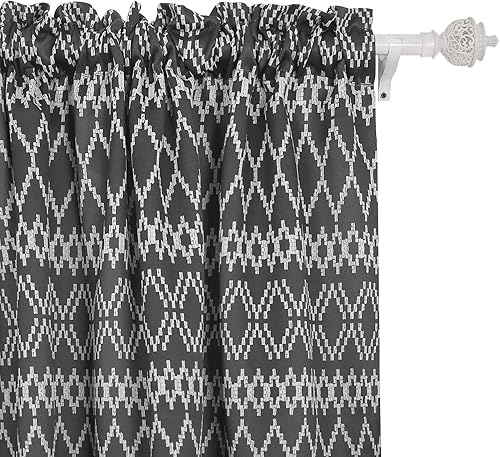 Deconovo Cortinas opacas modernas, geométricas con bolsillo para barra de barral, cortinas de enrejado para habitación de niños, 42 pulgadas de