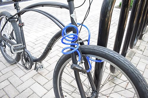 Miniatura 9 de DocksLocks Juego de candado de cable para bicicleta, cable de seguridad en espiral con cerradura de llave y soporte de montaje, protección antirrobo