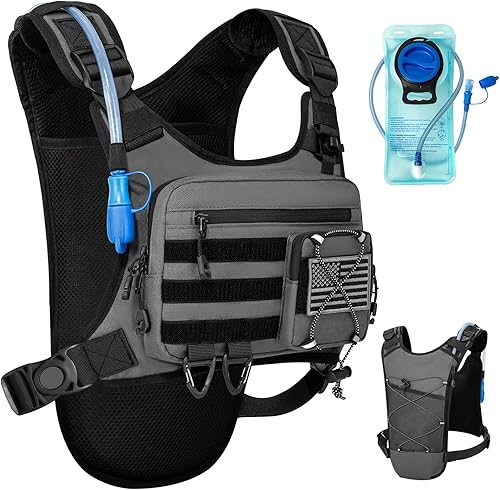 Chaleco de hidratación con vejiga de agua de 2 litros para hombres y mujeres, mochila de hidratación ligera y ajustable, bolsa reflectante de