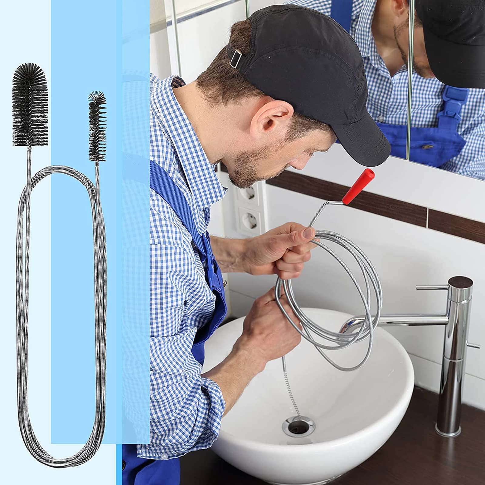 Spazzola Flessibile Per Pulizia Tubi A Doppia Testa - 155cm Per Scarichi E Condotti Stretti - Foto 3