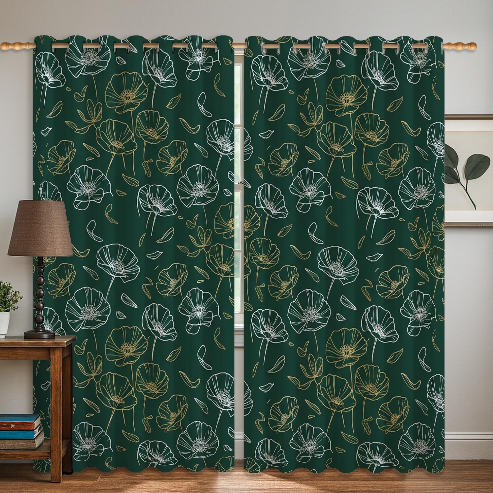 Rideaux occultants au design minimaliste vert printemps de qualité