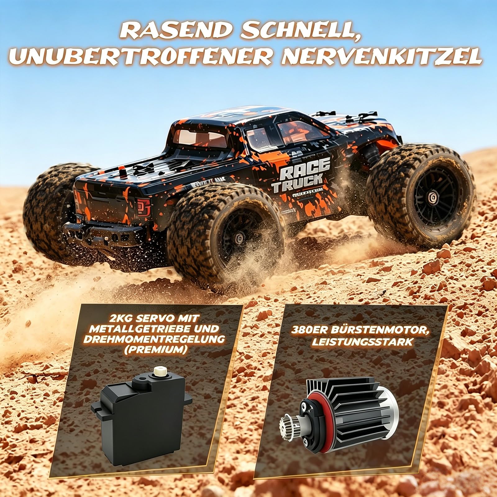 HAIBOXING Voiture Télécommandée 1:18 4WD Voiture RC Monster Truck | 36 km/h à grande vitesse, 2,4 GHz, étanche, tout terrain, Buggy RC Crawler, jouet pour adultes et enfants