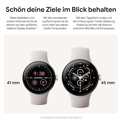Google Pixel Watch 3 (45 mm) – Android smartwatch with heart rate tracking, advanced running from Fitbit, fitness insights, 24-hour battery – Matte Black Aluminium Case – Obsidian band – Wi-Fi - 2