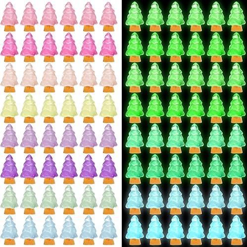 Libima Mini árbol de resina en miniatura, árbol luminoso, decoración de Navidad, pequeñas figuras de Navidad para manualidades de escritorio,