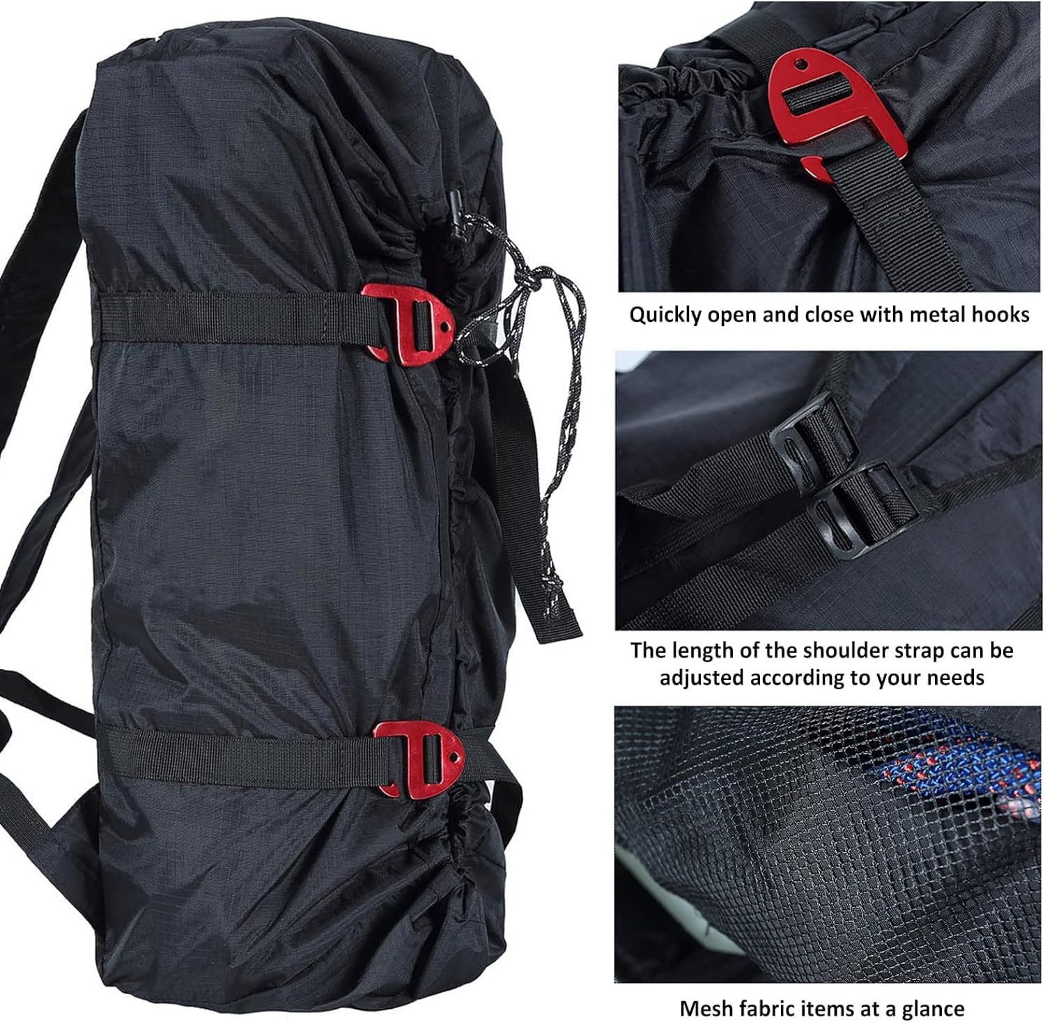 Bolsa de cuerda de escalada para cuerdas, bolsa de cuerdas para cuerdas, equipo de escalada impermeable cuerda bolsa Rucksack al aire libre camping senderismo