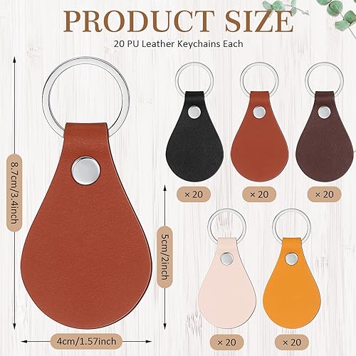 Miniatura 2 de Kit de 100 llaveros de piel sintética, llavero a granel con remaches, llaveros para grabado láser (colorido)