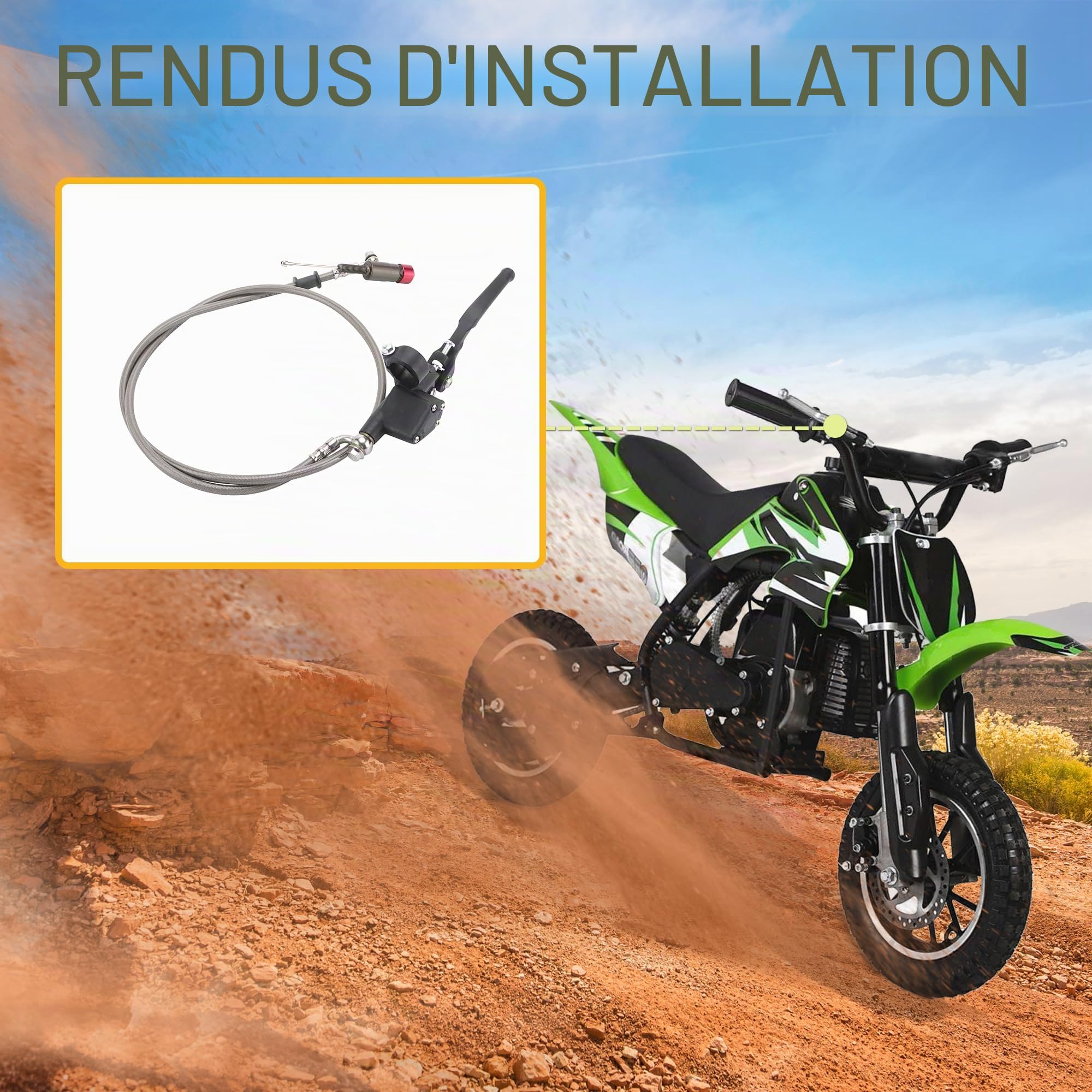 GOOFIT 1200mm Leveau d'embrayage hydraulique Leveau de réservoir de fluide de maître cylindre Remplacement pour 125cc - 250cc Moteur Vertical Off Road Motocycle Pit Dirt Bike Motocross ATV Quad Noir