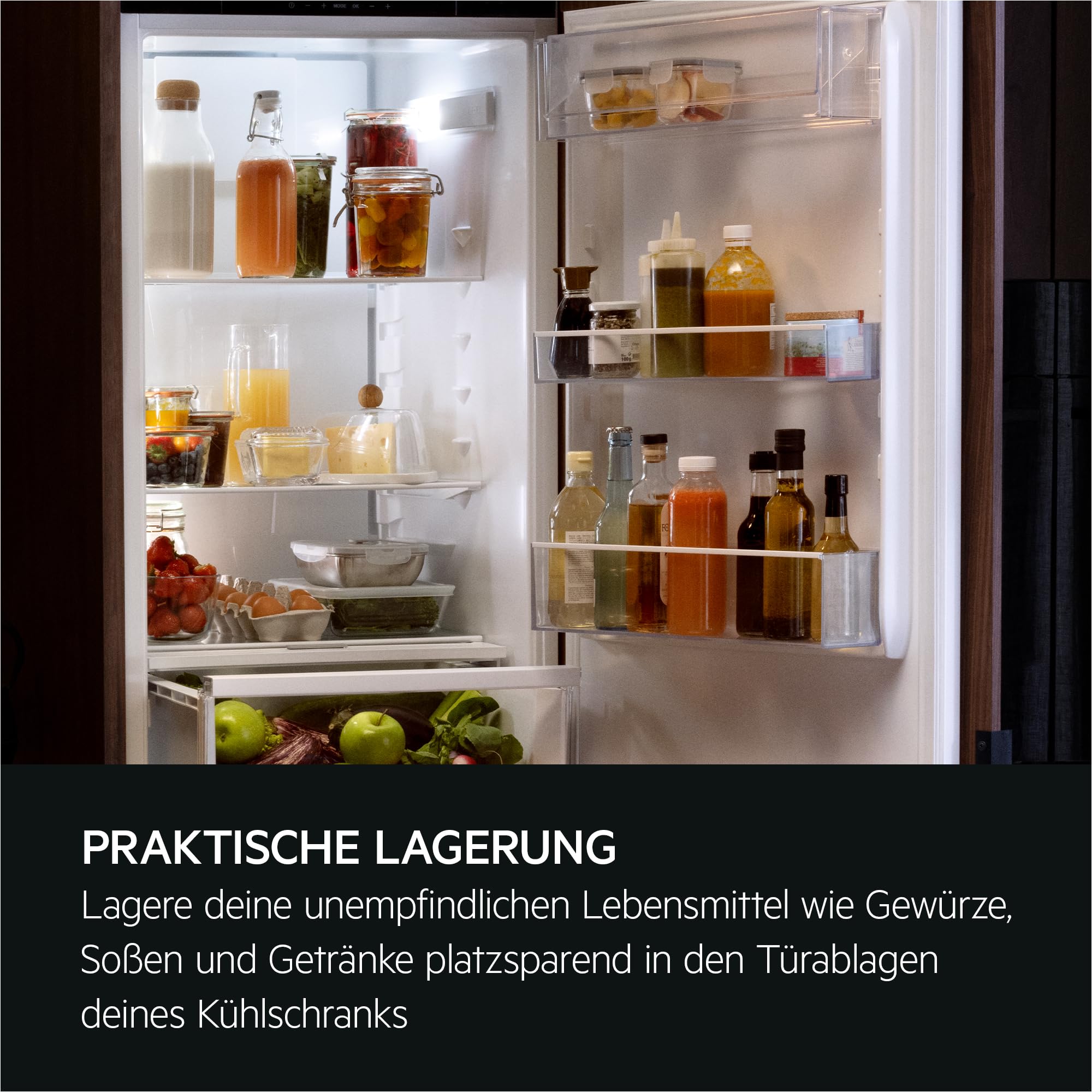 AEG Einbau-Kühl-Gefrier-Kombination 178cm, Serie 6000 TwinTech: NoFrost Abtauautomatik dank getrenntem Kühl- 195L & Gefrierraum 62L, LED-Display, Schnell-Gefrieren, Türalarm, Schlepptür, TSC6N183ES