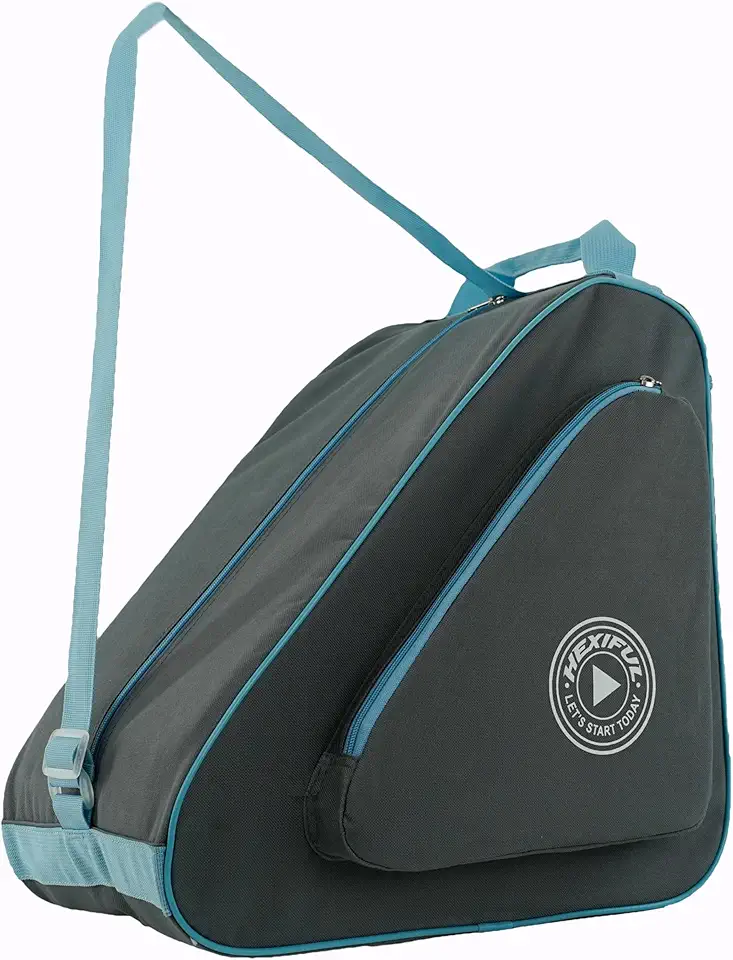 Skate Bag to Carry Ice Skates, Inline Skates, Roller Skates and Quad Skates for Both Kids and Adults (Grey/Blue)