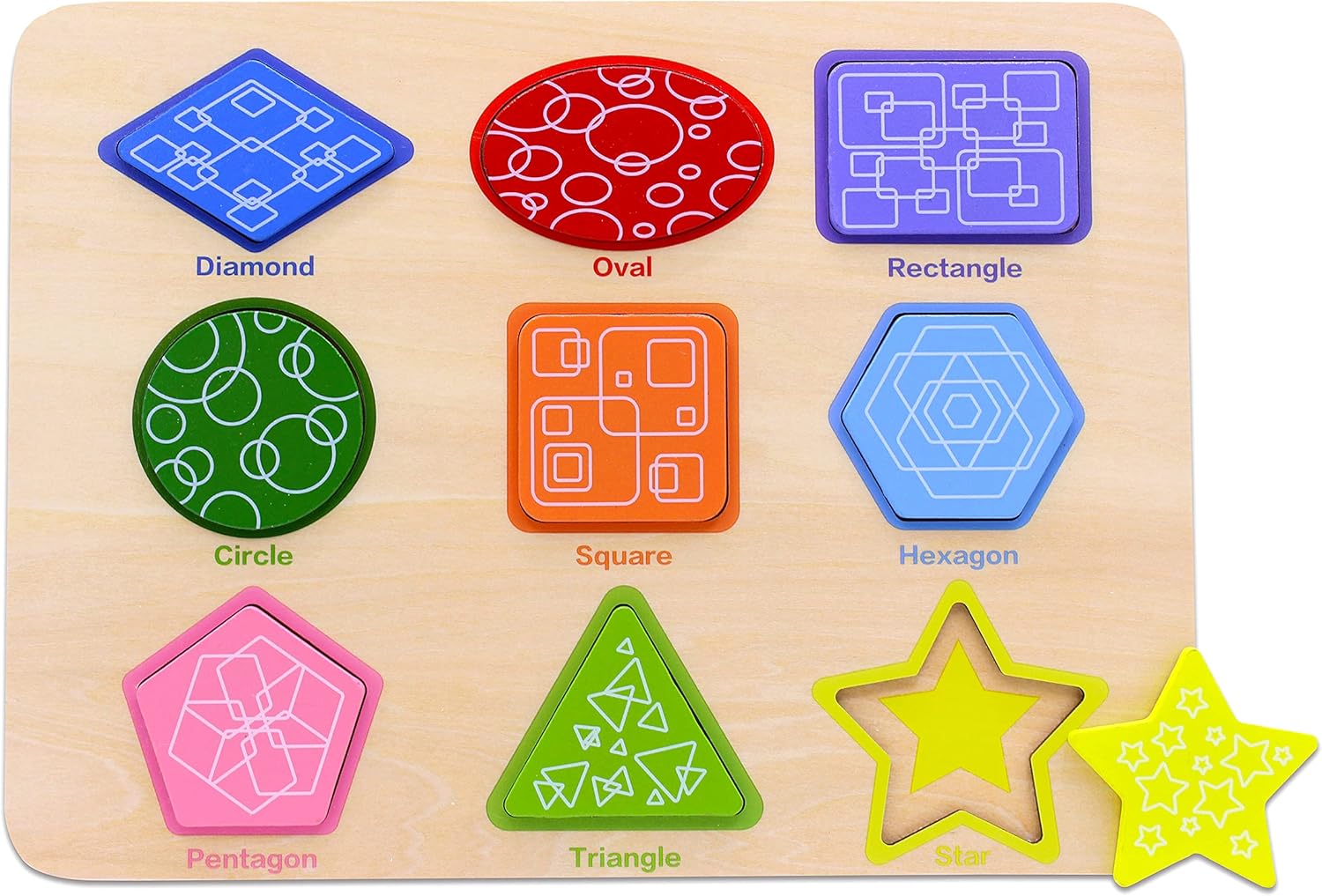 You&Xi Wooden Shape Puzzle for Toddlers Early Learning Shape Jigsaw Toys Educational Puzzles