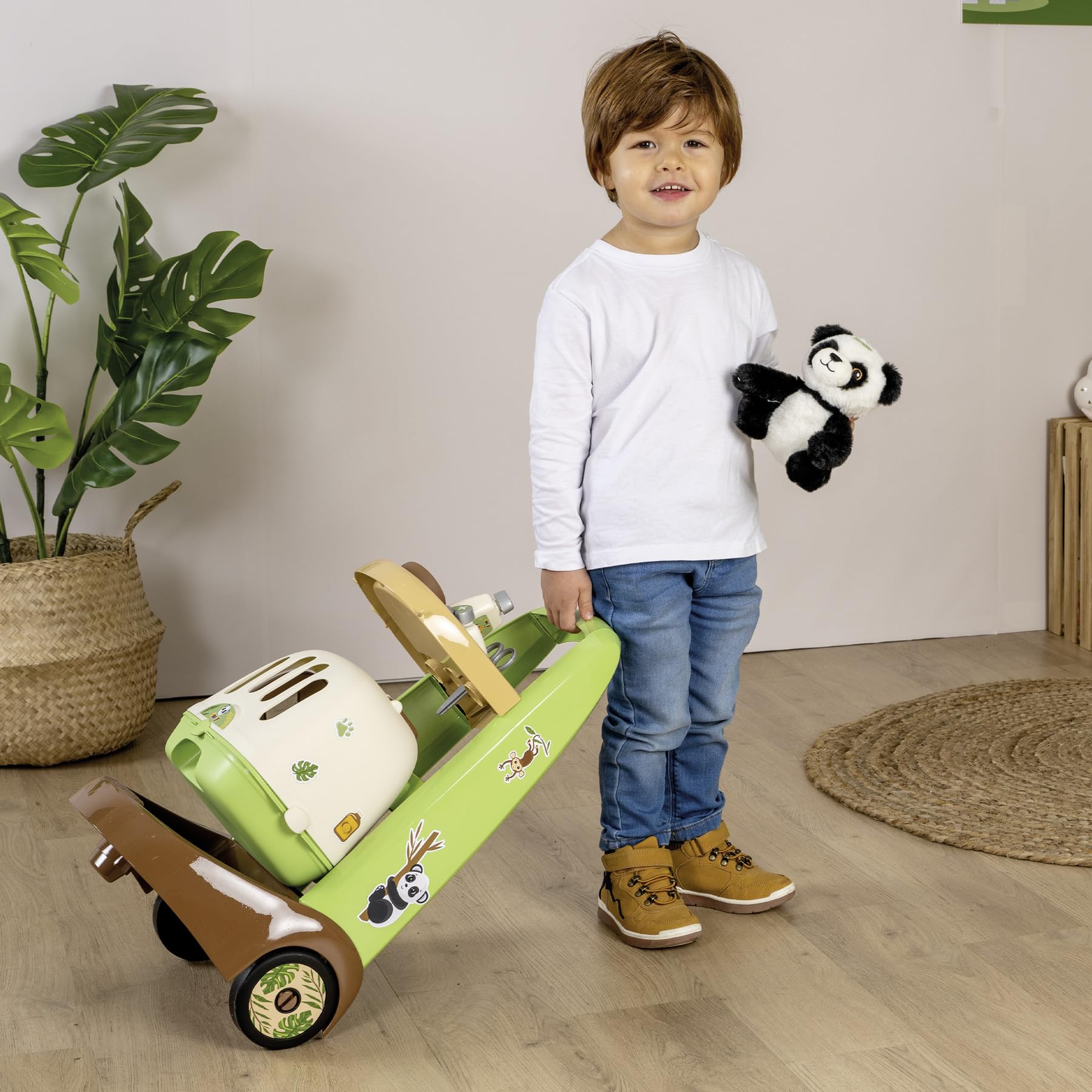 Smoby - Wózek weterynaryjny - 1 pluszowa panda + etui - 10 akcesoriów - strzykawka, para nożyczek, butelki i inne - od 3 lat - wyprodukowano we Francji