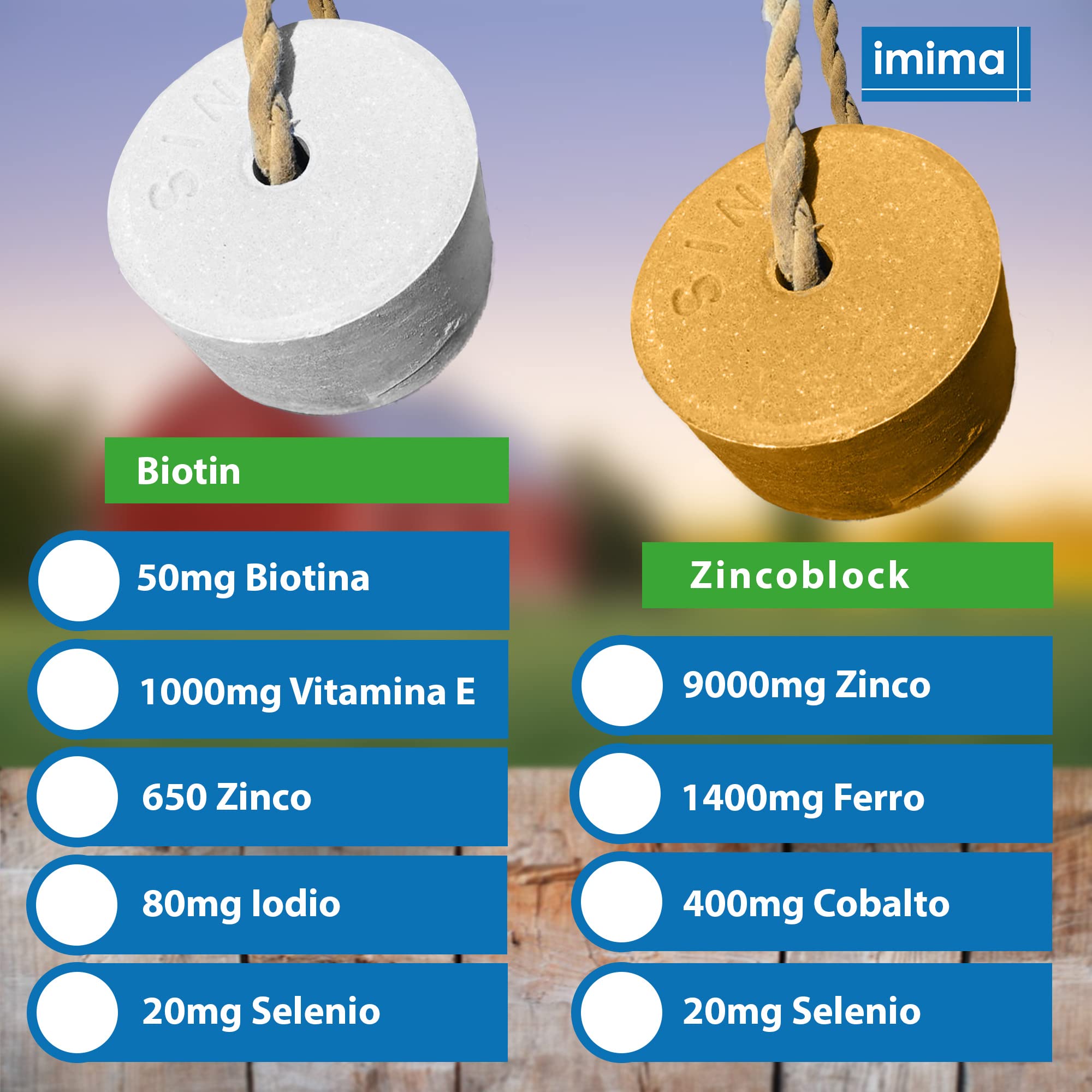 Mineral Lick Horse Starter Set con BIOTIN+, ZINCOBLOCK, SUPERMAG, MEDITERRANEO Set di pietre da leccare per cavalli, pecore, capre e selvaggina: 4 x 3 kg.