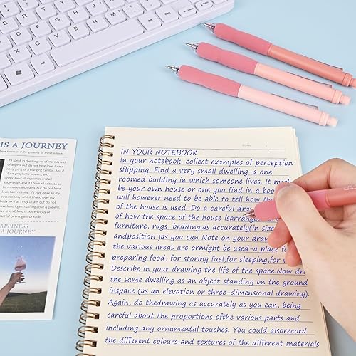 Miniatura 9 de BAYTORY 8 bolígrafos de gel retráctiles y borrables, 4 azules y 4 de tinta negra, punta fina de 0.020 in con bonito borrador, escritura suave,