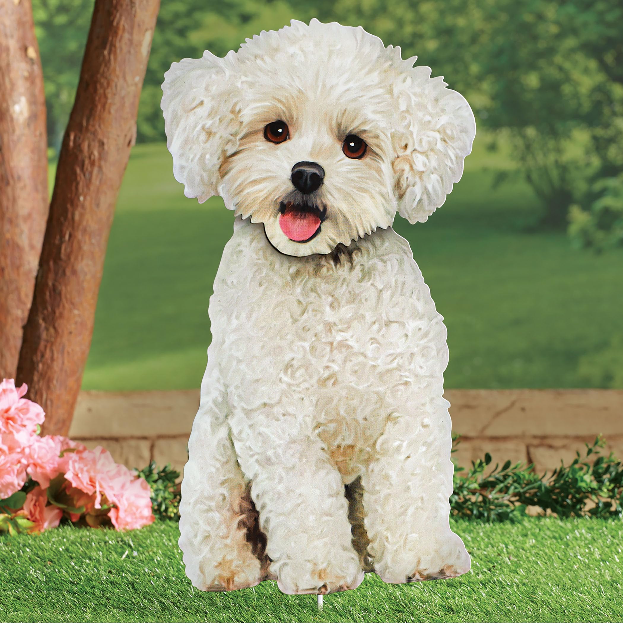 Collections Etc Realistic Bichon Fris? Outdoor Garden Stake