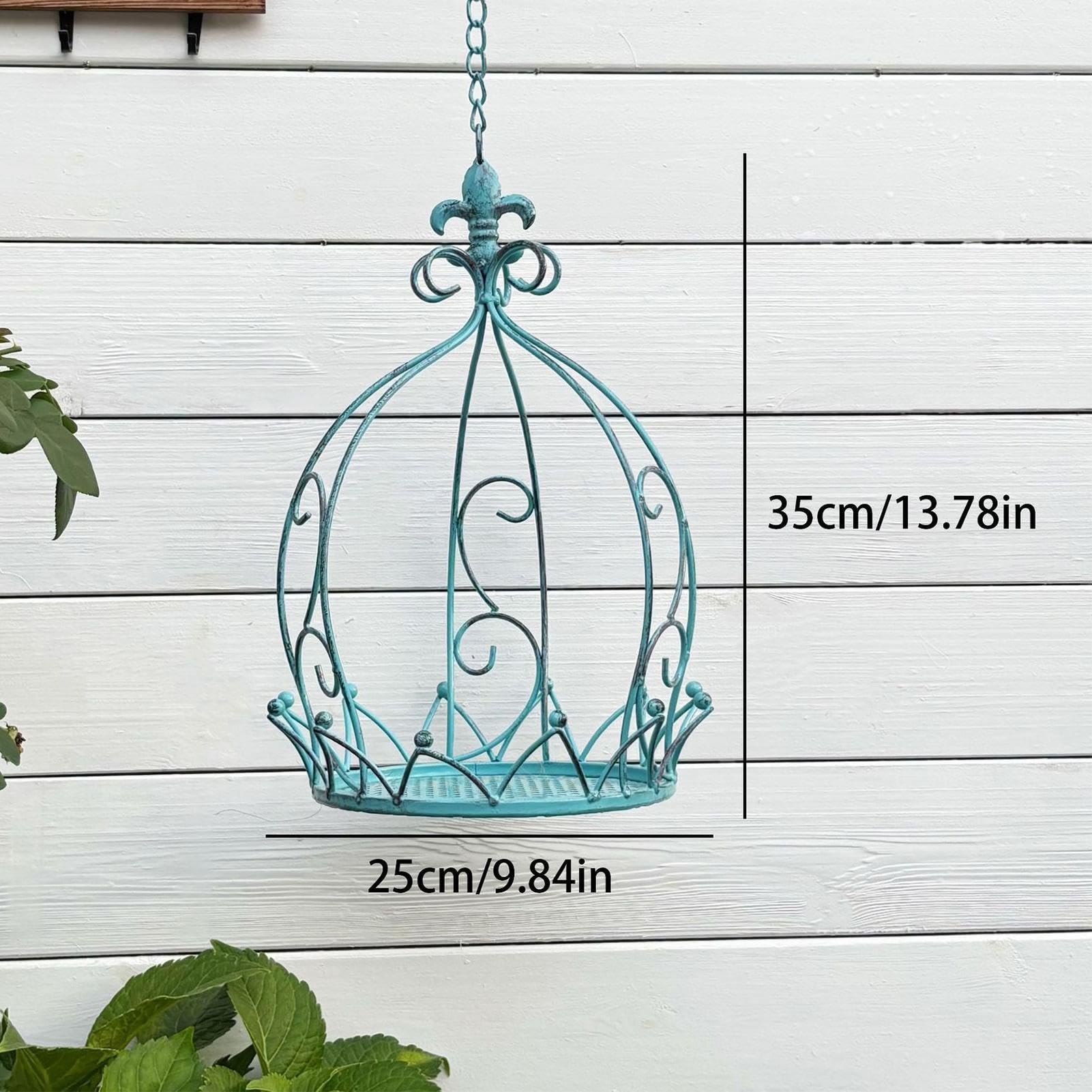 Suspension pour d'intérieur avec chaîne et panier décoratif en métal