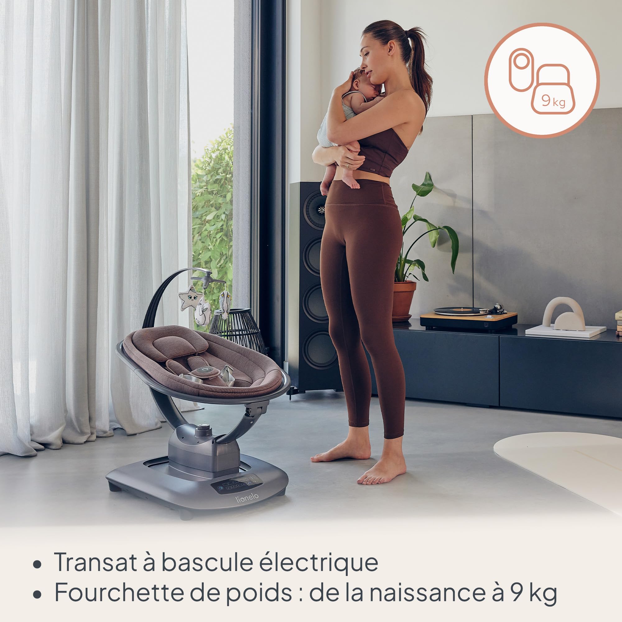 LIONELO BLOSSOM Berceuse Bébé Électrique jusqu'à 9 kg Transat Enfants Dossier Réglable Bercement Naturel 5 Vitesses Siège Ergonomique Télécommande Bluetooth, 5 Mélodies (PINK) (Pink) (Pink)