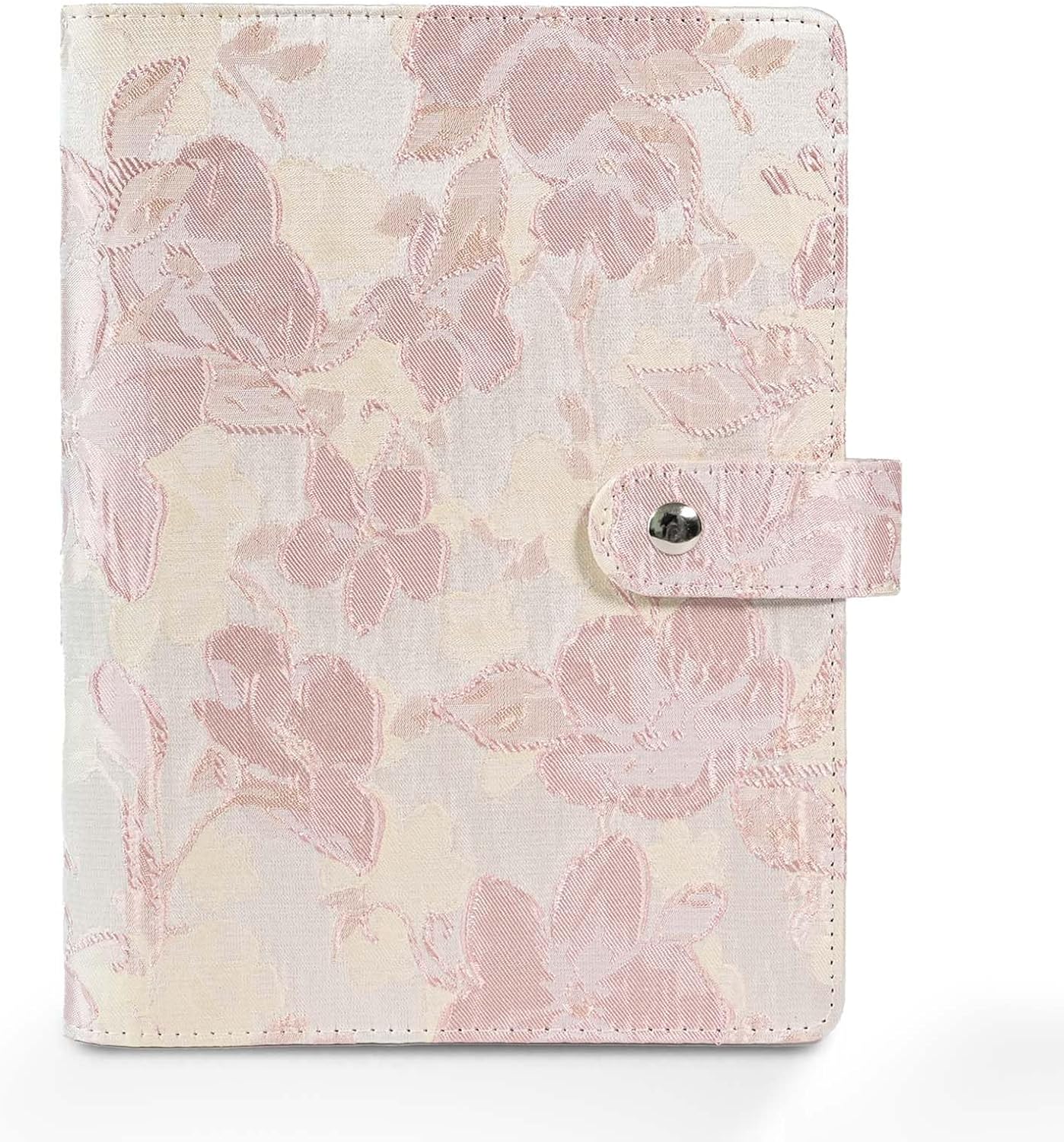 Aesthetic A5 6 Ring Binder Refillable Notebook Budget Binder Magnet Closure Fabric Pink Peach Blossom Binder 5.5 x 8.5 Loose Leaf Planner with 7 Tabbed Dividers for Women School Office