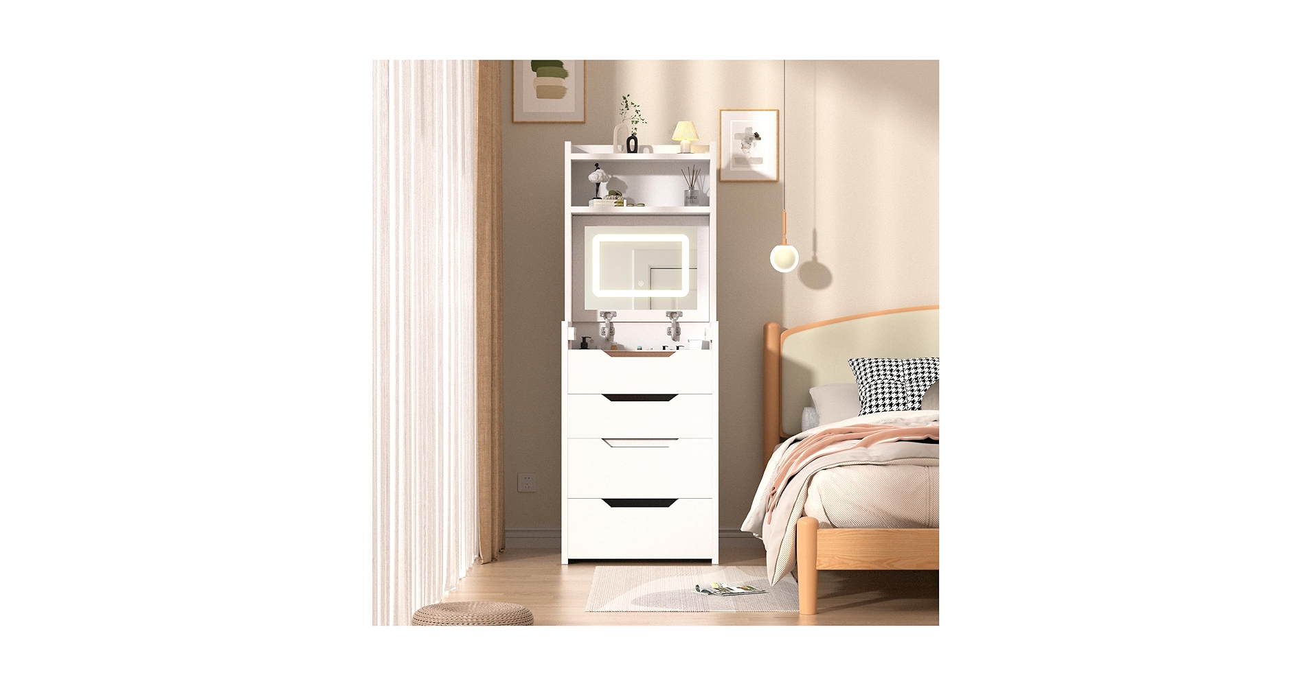 ドレッサー・鏡台 Jtesxvhuyffvbjjjk ドレッサー 伸縮式 デスクになる2WAY 鏡台 日本製 完成品 : 収納