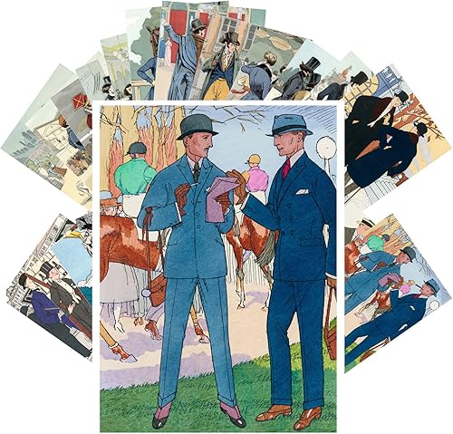 Miniatura 5 de PIXILUV Postales vintage (24 piezas de 4 x 6 pulgadas cada una) Increíbles dibujos de personas elegantes, postales vintage, tarjetas de felicitación