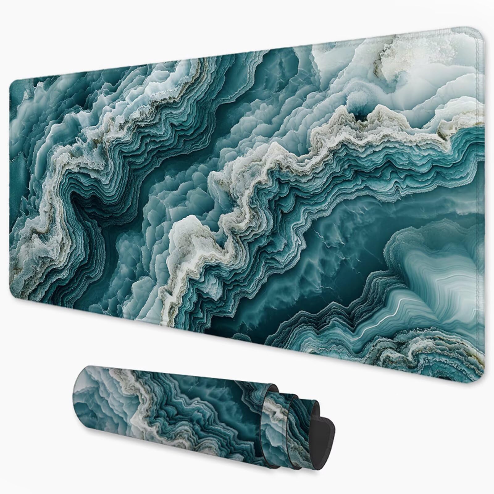 Zielona podkładka pod mysz XXL 1200 x 600 mm abstrakcyjna podkładka pod mysz biurko z wodoodporną powierzchnią i antypoślizgową podstawą, podkładka pod mysz do biura, komputera, poprawia dokładność i
