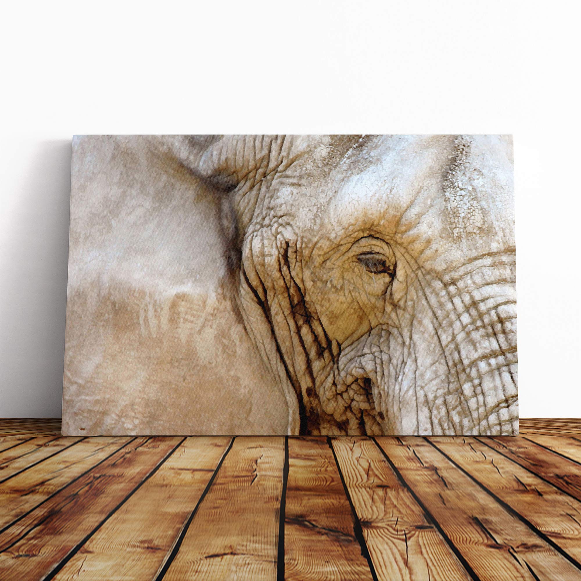 Elephant Eye Canvas Print | Gallery Wrapped 30mm Frame Wall Art | 30x20 inches | Ready to Hang | Modern Animals Picture | Living Room Bedroom Lounge Office