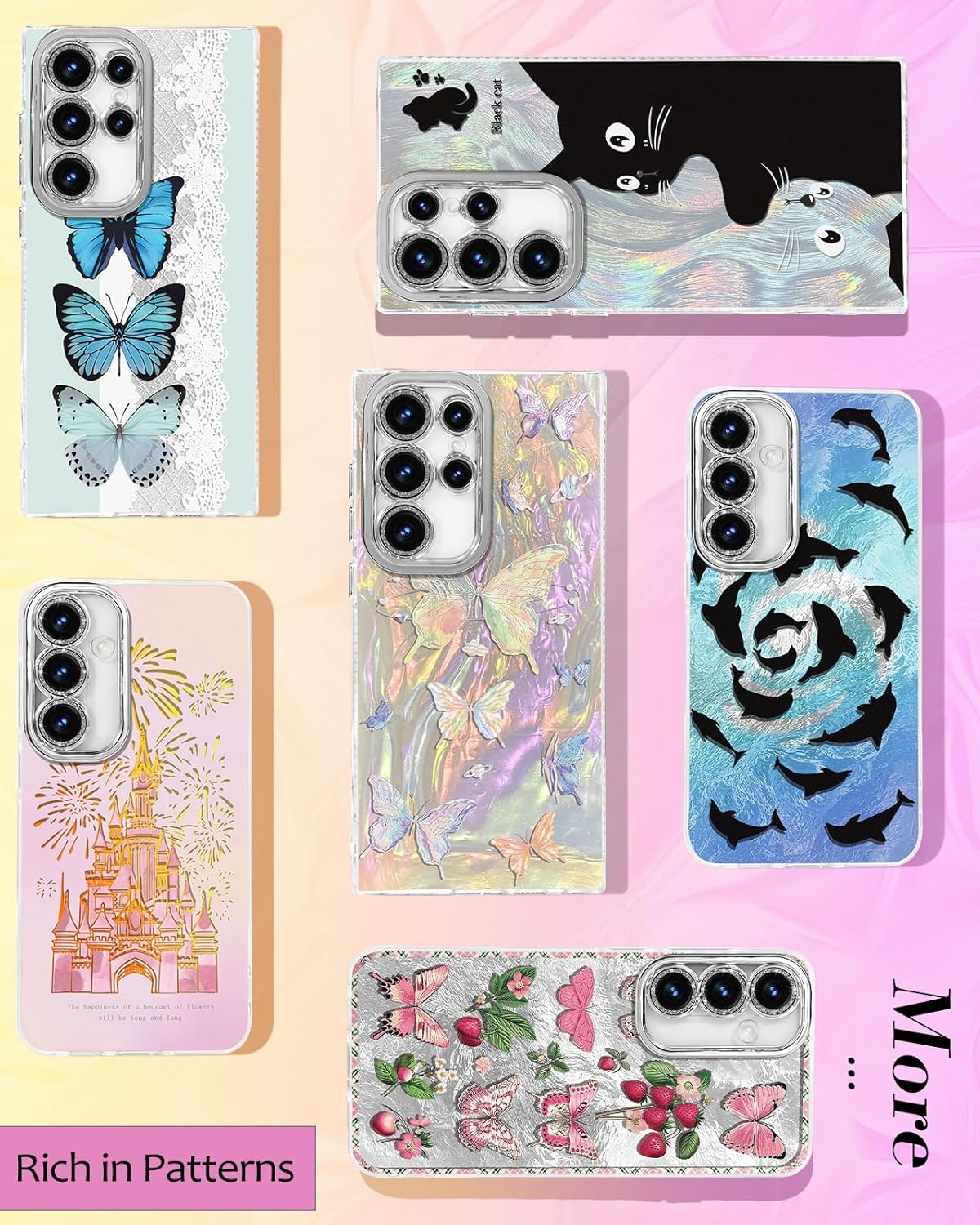 Toycamp Compatible with Samsung Galaxy S23 Ultra Case - Cute Glitter Laser Butterfly S23 Ultra Phone Case with Bling Camera Lens Protector Laser Holo Galaxy S23 Ultra Cover for Women Girly - Image 6