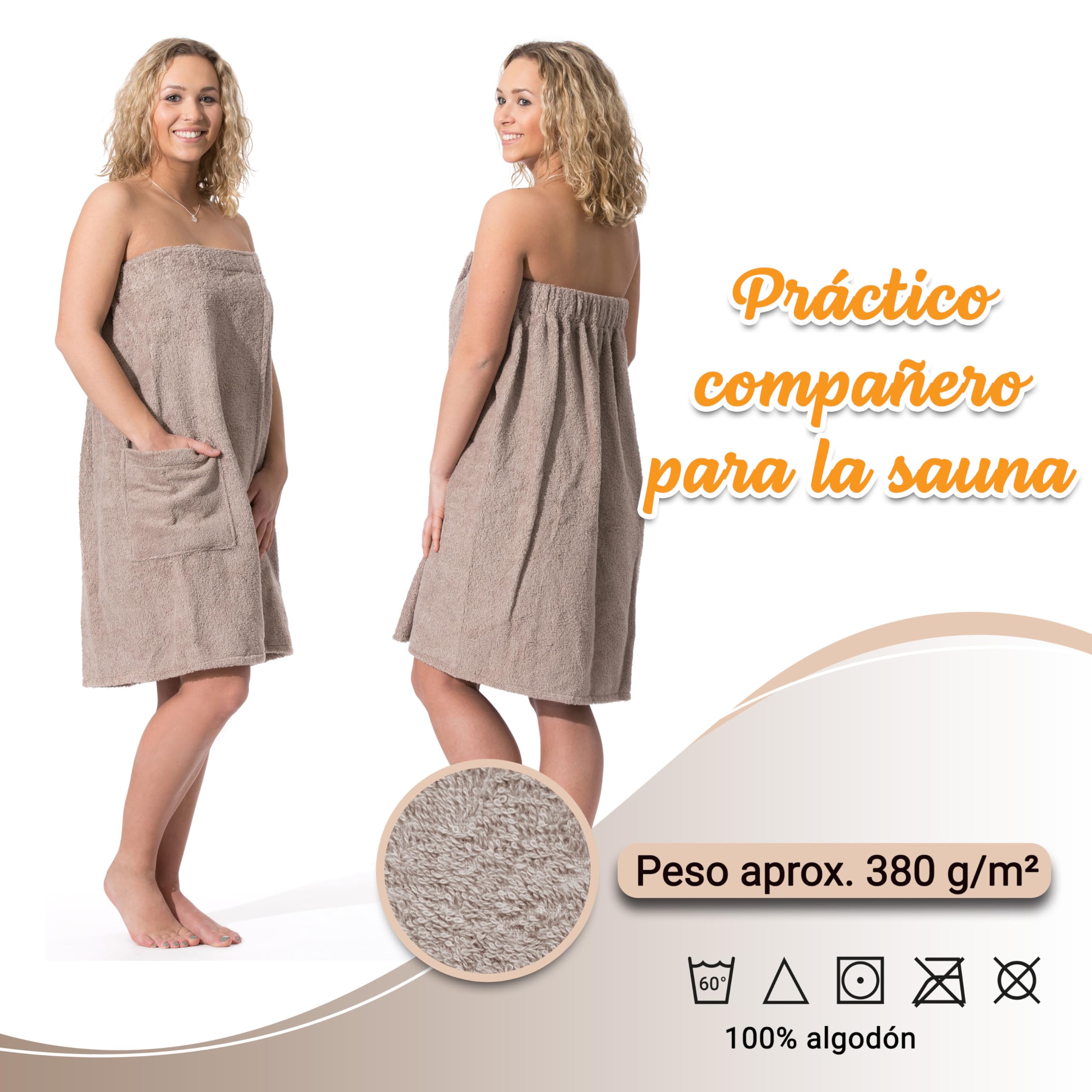ZOLLNER Falda escocesa para sauna hombre - agradable a la piel y muy absorbente - algodón - con cintura elástica y fermeture à scratch - certificado Oeko Tex®, 197