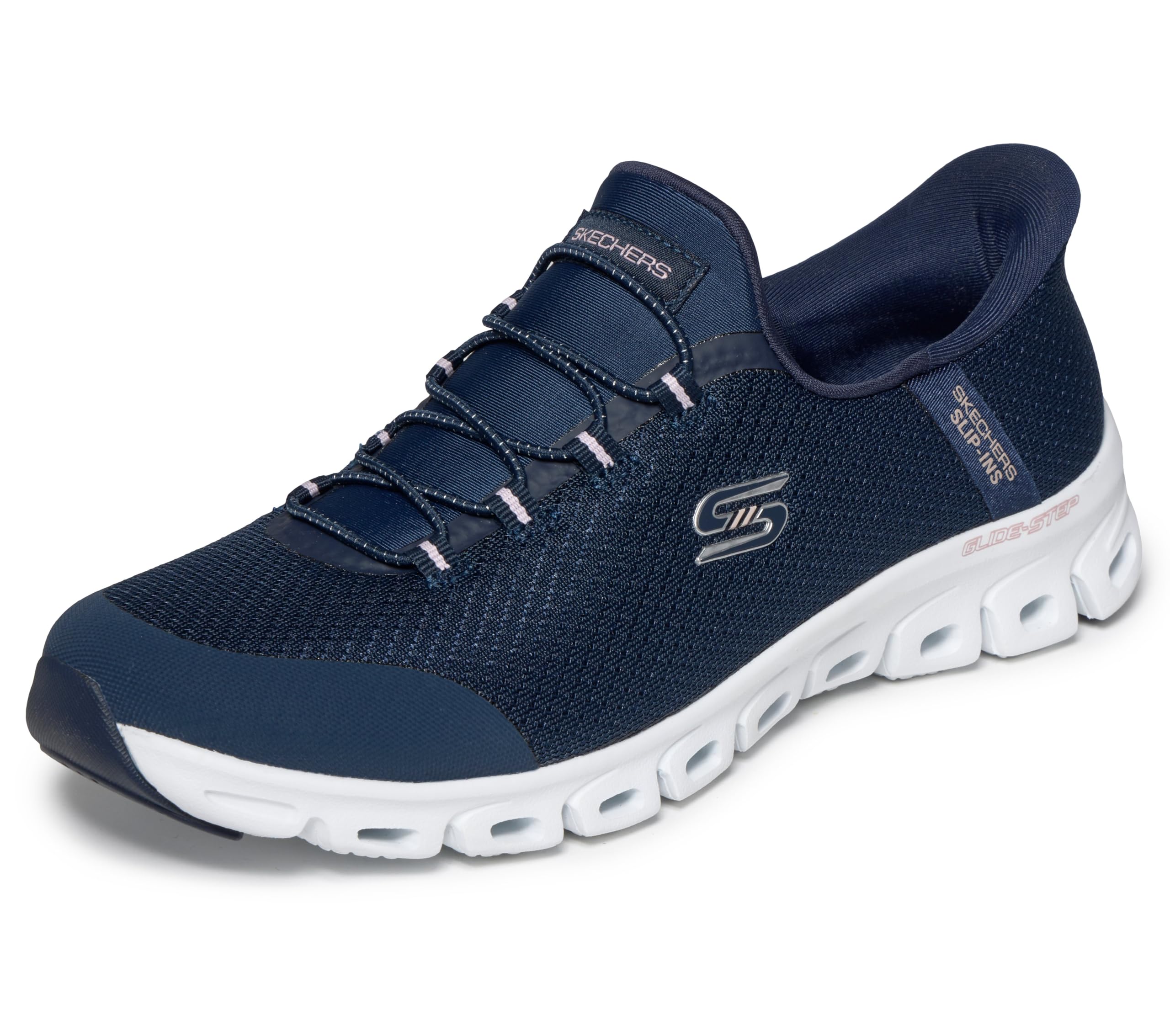 Skechers Glip-step Pursuit Mesh Bungee Lace Slip-in Trainer, Navy, Size 6, Women