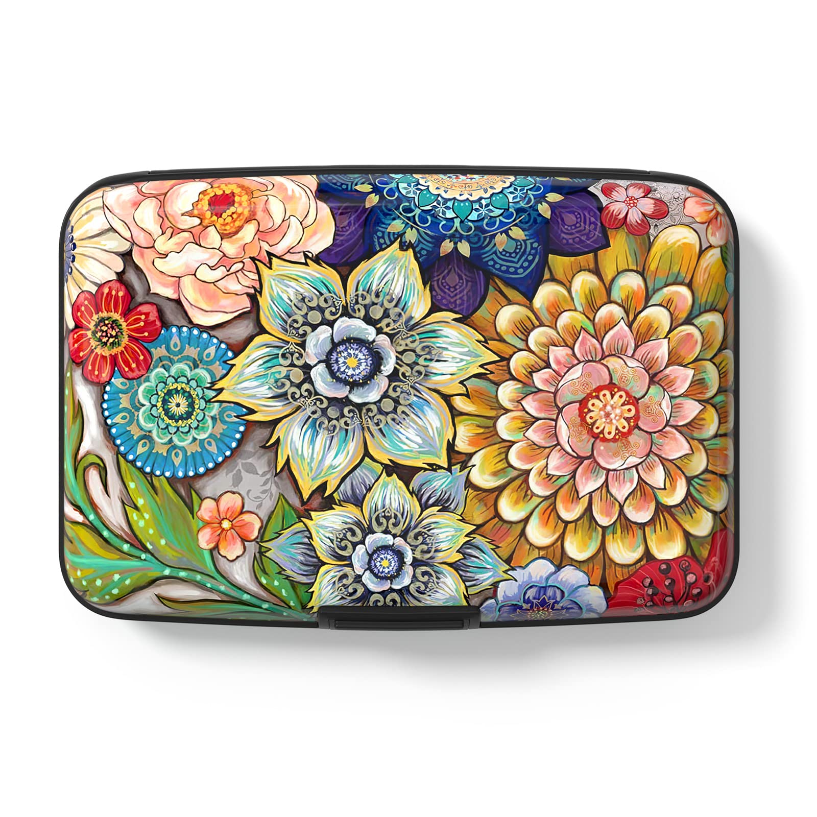 Hsxnam Credit Card Holder for Women, Small RFID Metal Credit Cards Wallets Cute Business Card Holder Pocket ID Case, Mandala Flower โ image 1