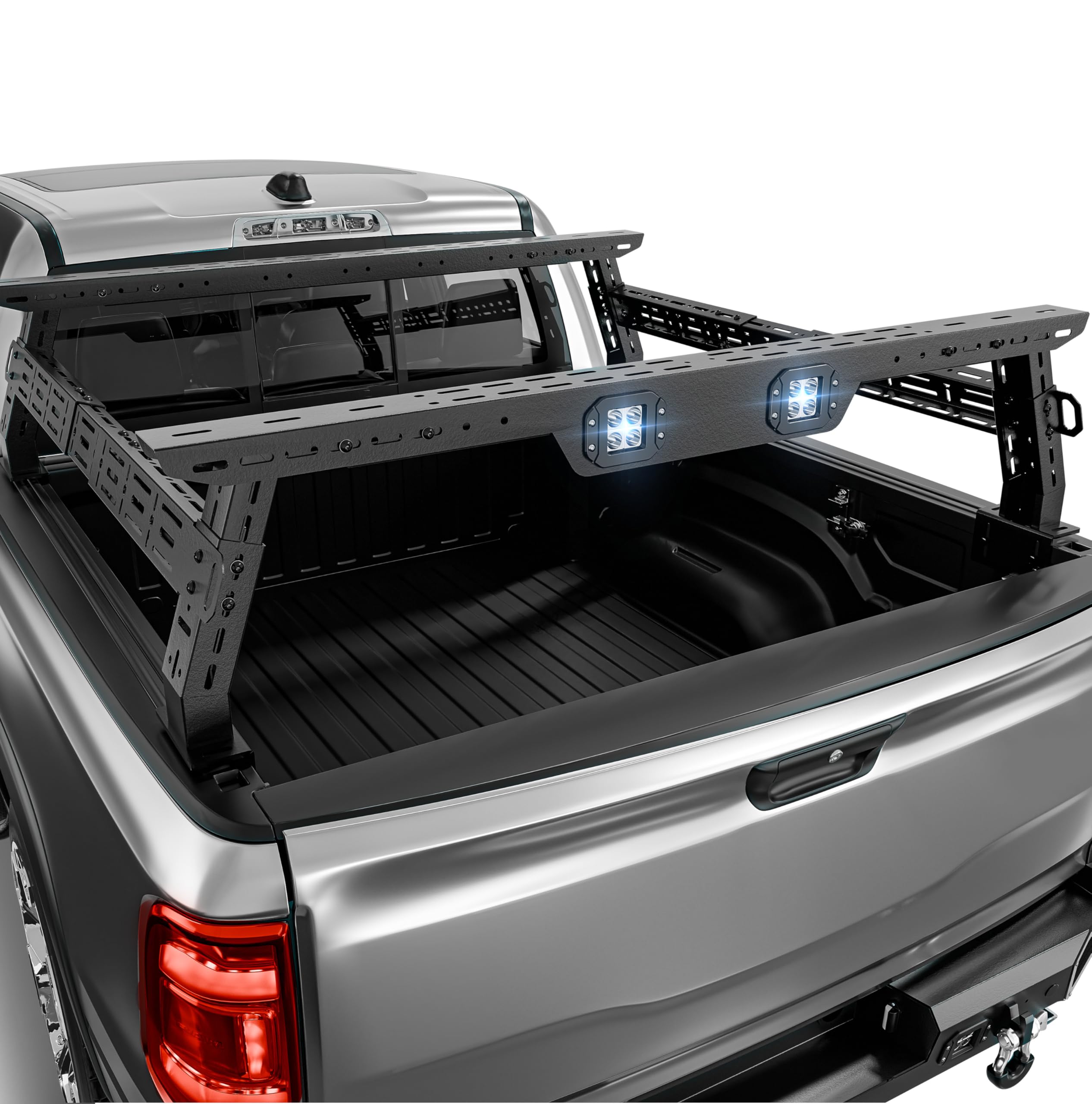 OBNAUX for Maverick Overland 16-24.8" High Truck Bed Racks with 2 LED Lights Compatible with 2022 2023 2024 2025 Ford Maverick, Ladder Rack for Bed