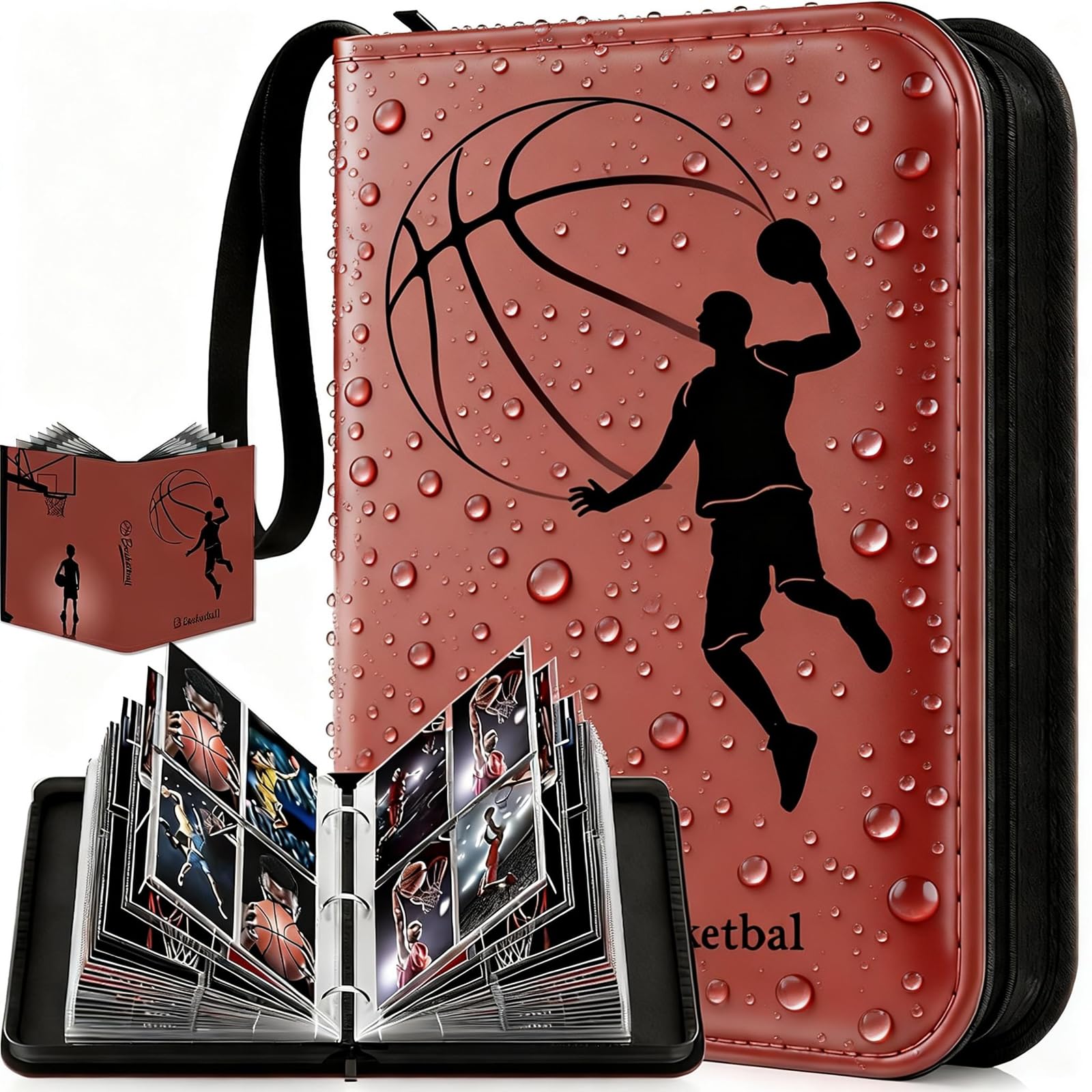 Raccoglitore per carte da basket Inspiration, organizer con illustrazione Dream to Pro, 50 maniche rimovibili per collezionisti adulti, album sportivo 2025 stile