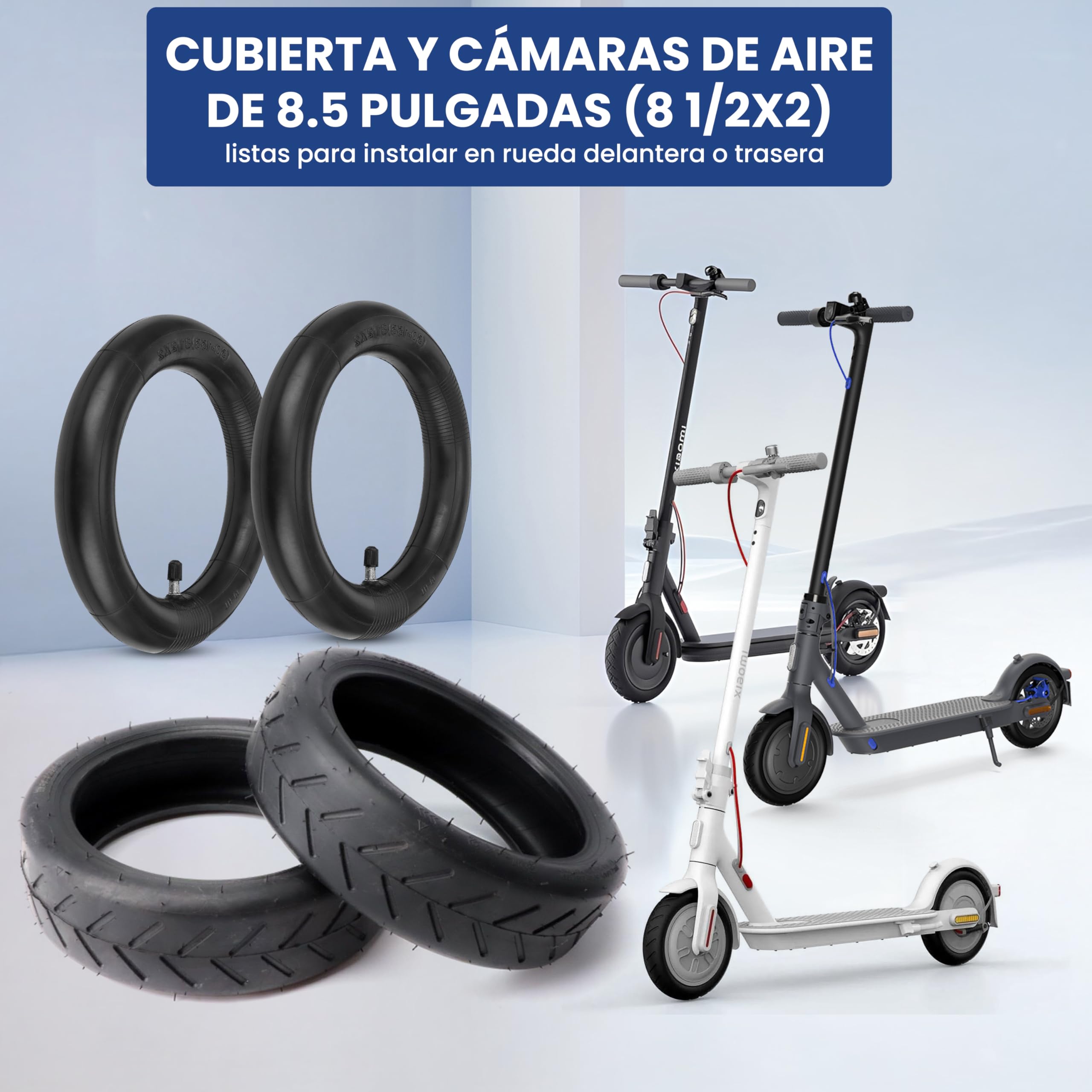 ANSENI Cubierta y Cámaras de Aire 8.5 Pulgadas Neumático 50/75-6.1 Ruedas Compatible Xiaomi M365 Pro2