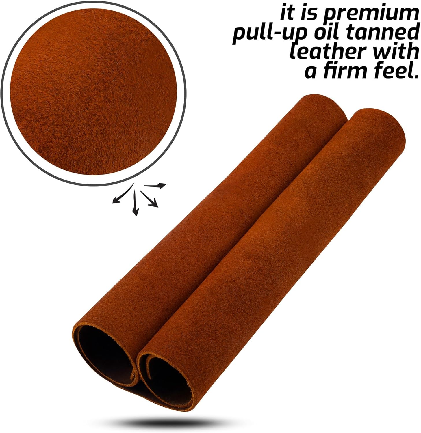 HADZAM Genuine Full Grain Cowhide Leather Sheet, 2mm Thick, Square Pieces for Crafts, Tooling Leather Material