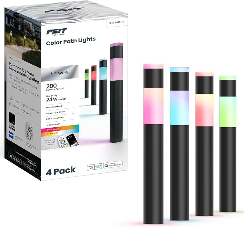 Feit 3026437 Black Plug in & Remote 6W LED Pathway Light - 4 per Pack