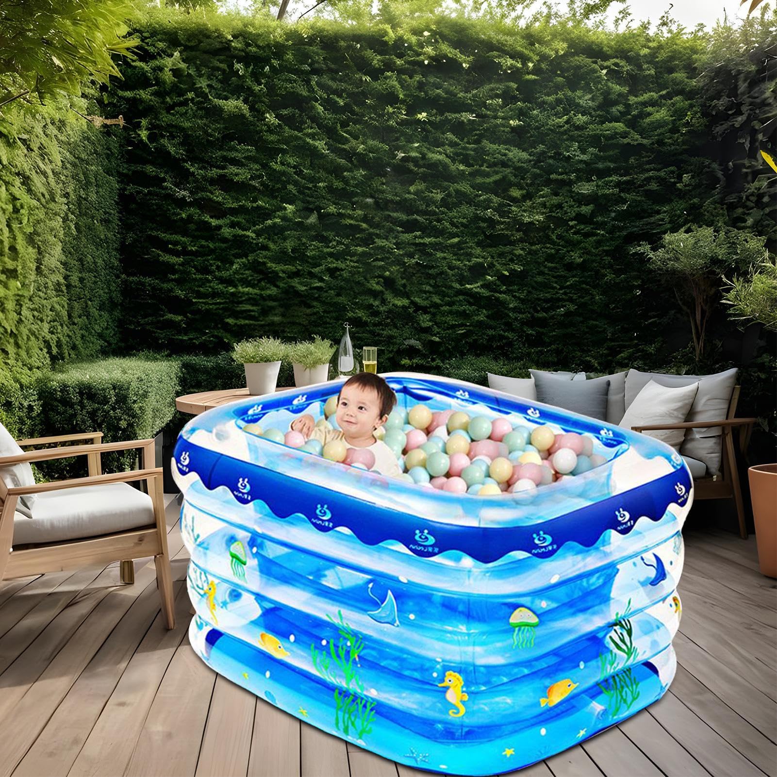 Pataugeoire Gonflable pour Les Tout-Petits Protection Sécurisée Pliable