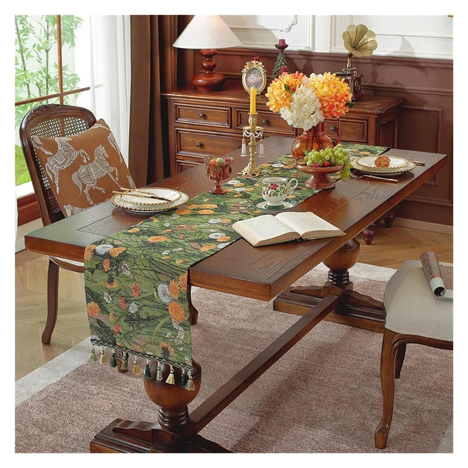 Runner da Tavolo con Nappe Runner da tavolo jacquard retrò