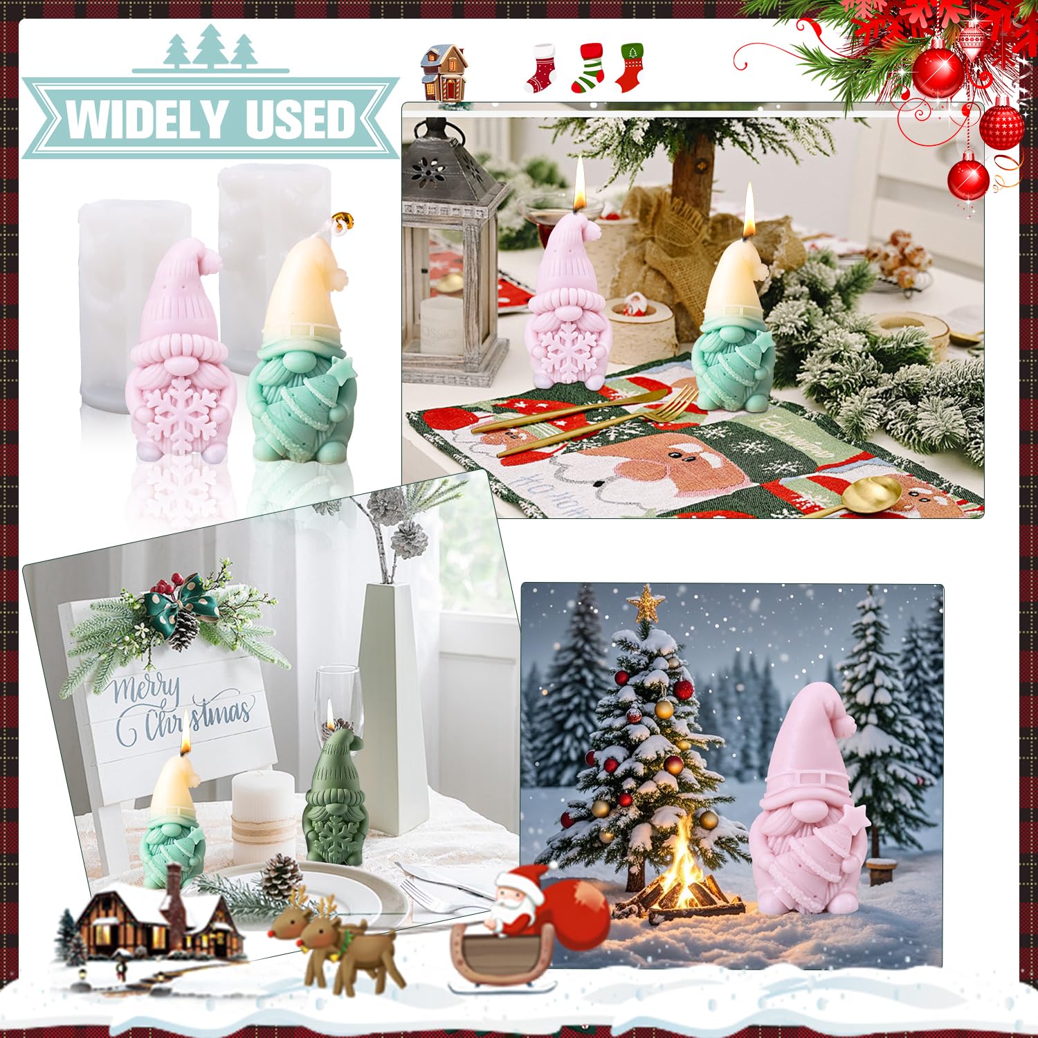 2 Stampi In Silicone Per Candele Natalizie A Forma Di Gnomo, 3D Per Sapone E Decorazioni Fai Da Te - 3