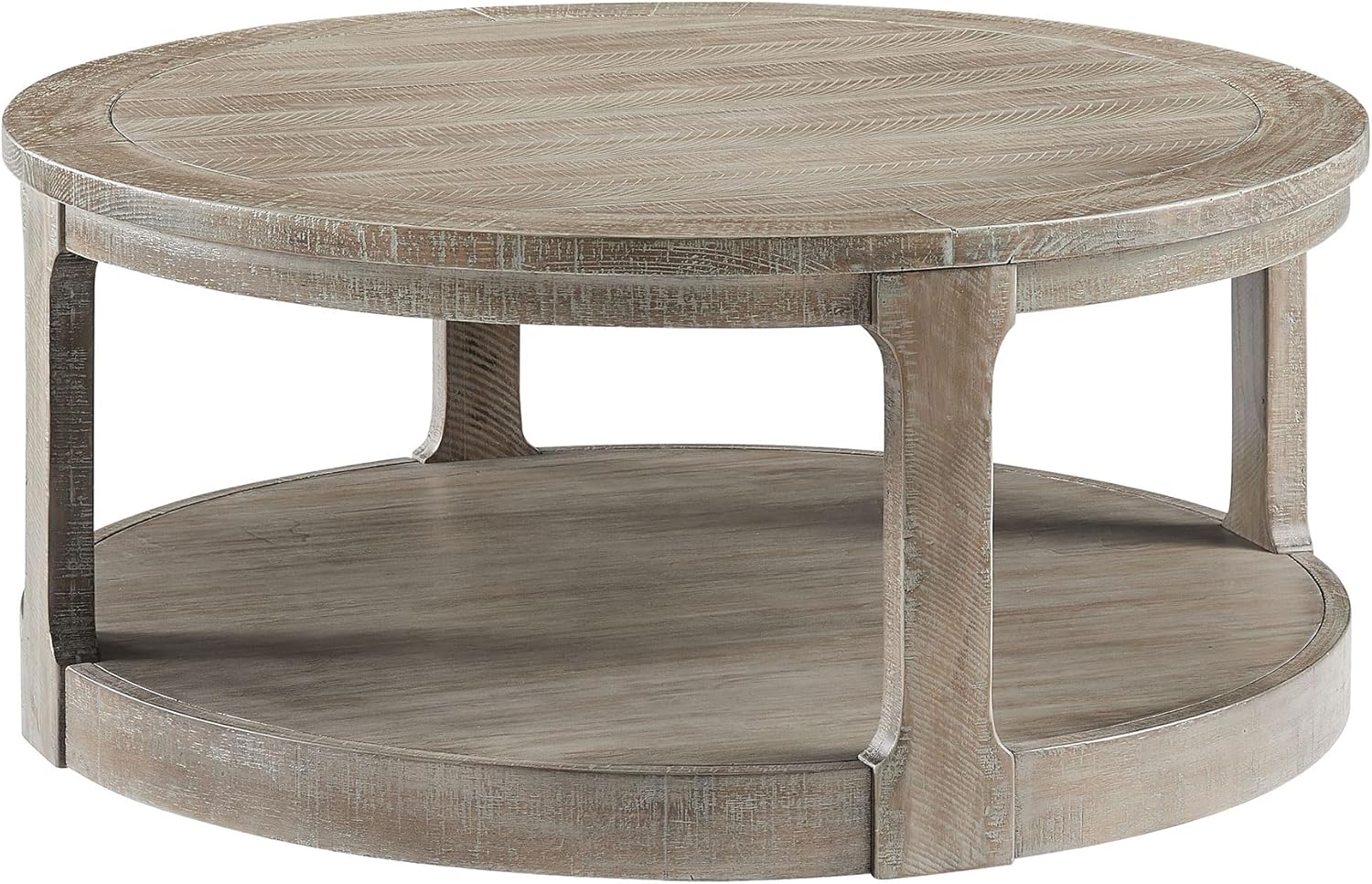 40inch Large Curved 2 Tier Traditional Round Circle Wooden Center Coffee Table,Rounded Table with Wheels,Farmhouse Rustic Style Table for living Room,Office,Apartment,Light Brown(ø40'' x 17.52'') 40"x40"x17.52" Light Brown