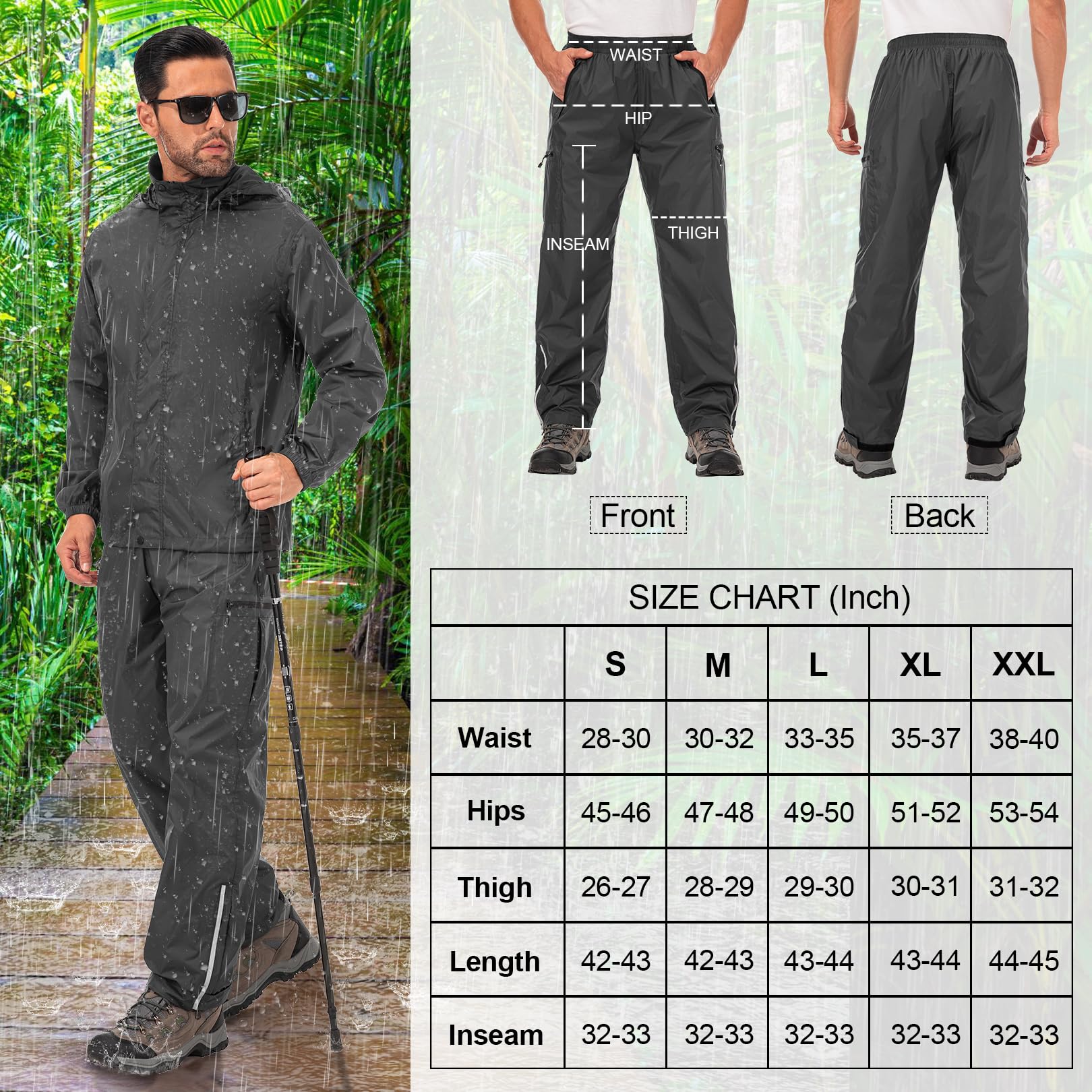 Pantalones de lluvia para hombre, impermeables, resistentes al viento, para senderismo, pesca, golf, motocicleta, ciclismo